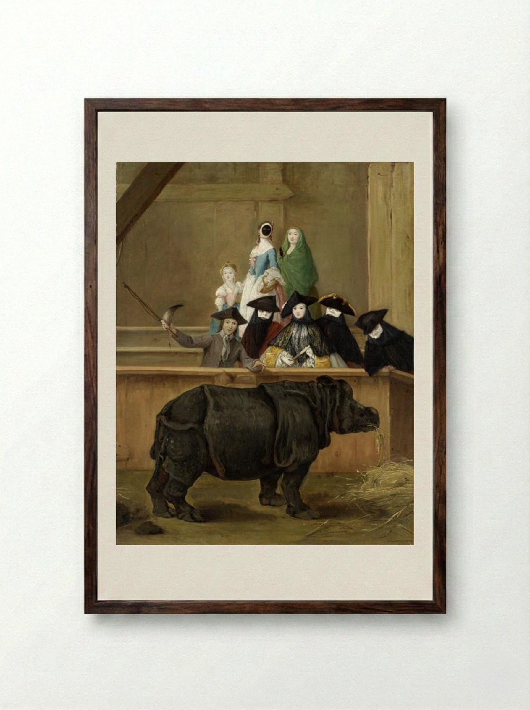 Clara the Rhinoceros - Pietro Longhi - Framed Print Dark Wood