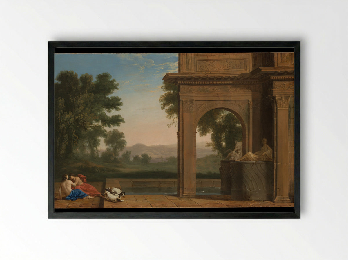 Classical Landscape with Figures - Henri Mauperché - Framed Print Black