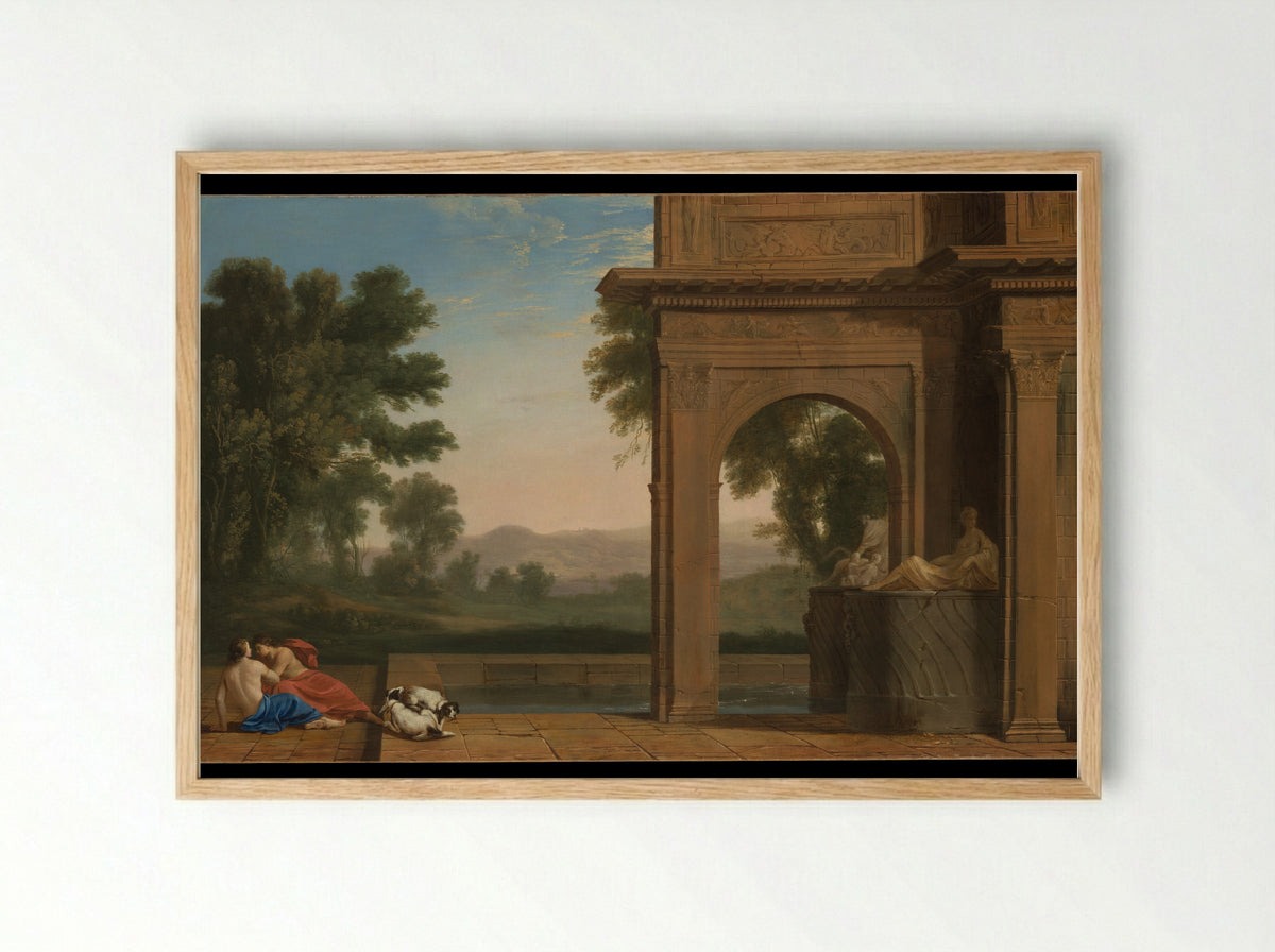 Classical Landscape with Figures - Henri Mauperché - Framed Print Wood