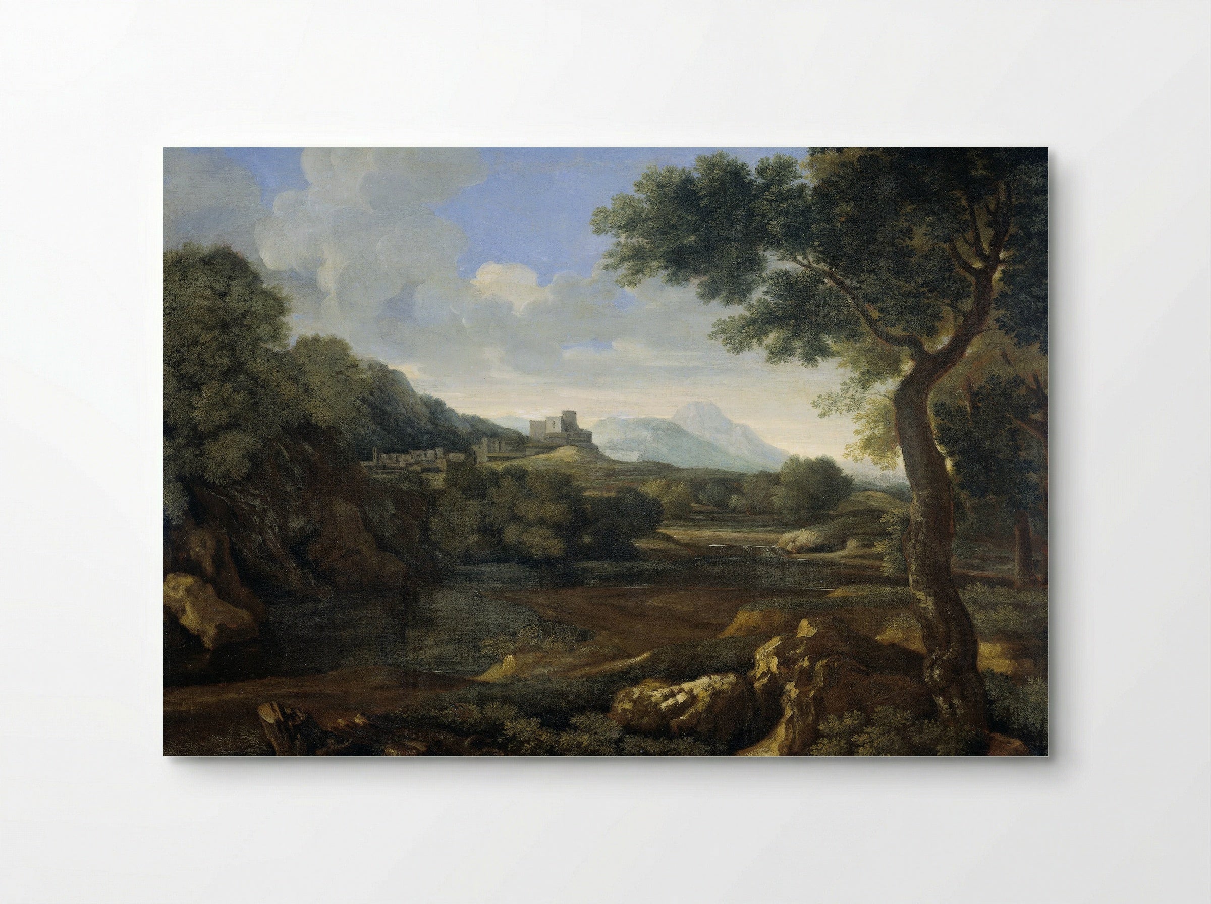 Classical Landscape with a Hilltop Fortress - Gaspard Dughet - Poster