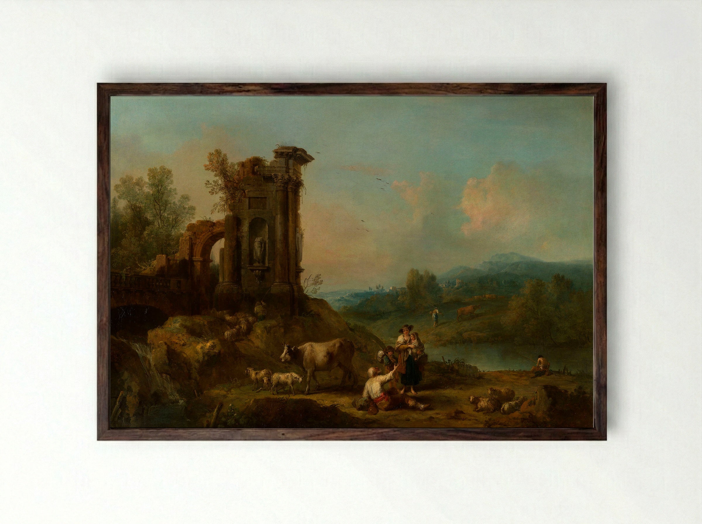 Classical Landscape - Francesco Zuccarelli - Framed Print Dark Wood