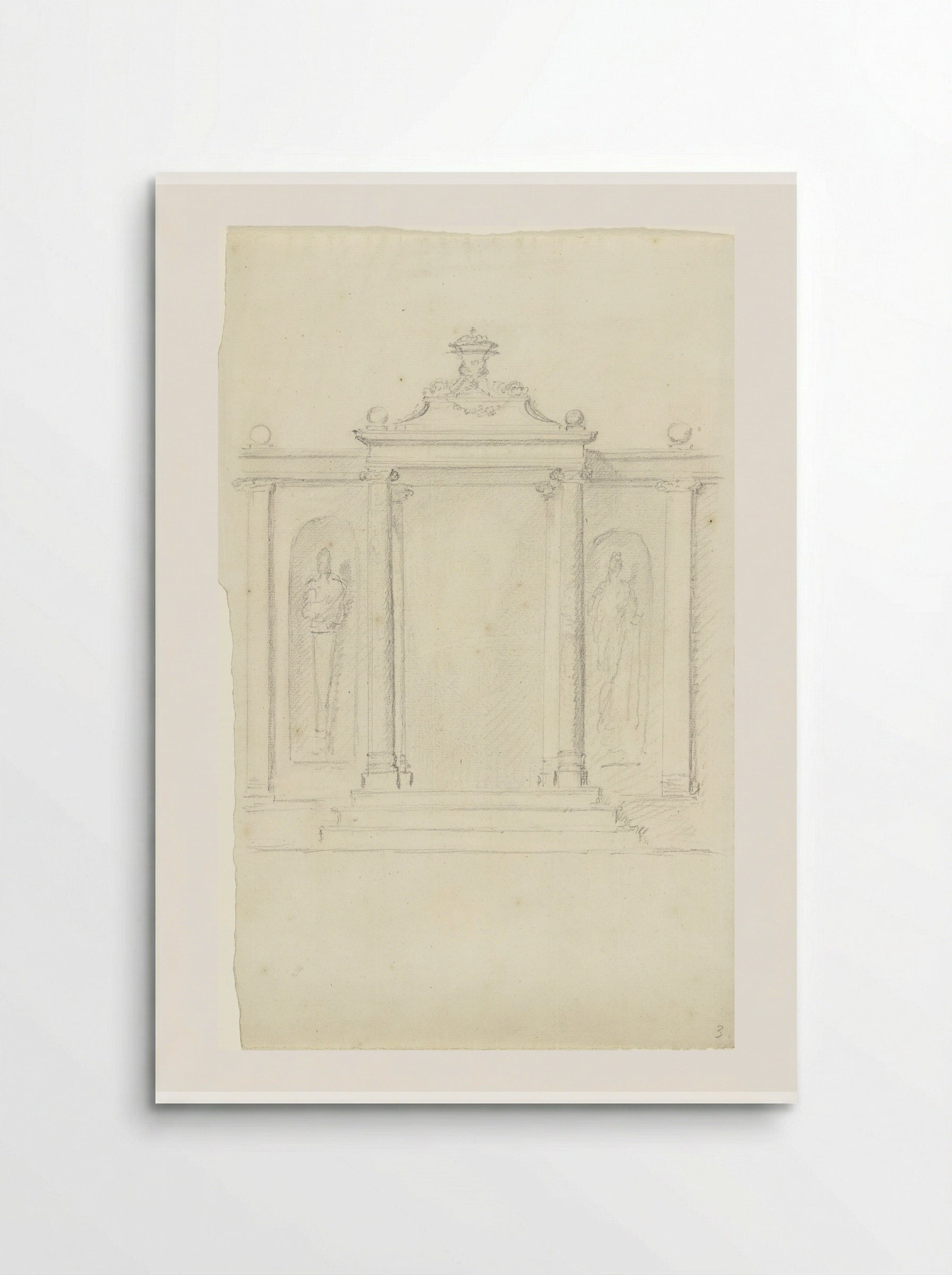 Classicistische poort met zuilen en standbeelden - Dionys van Nijmegen - Poster