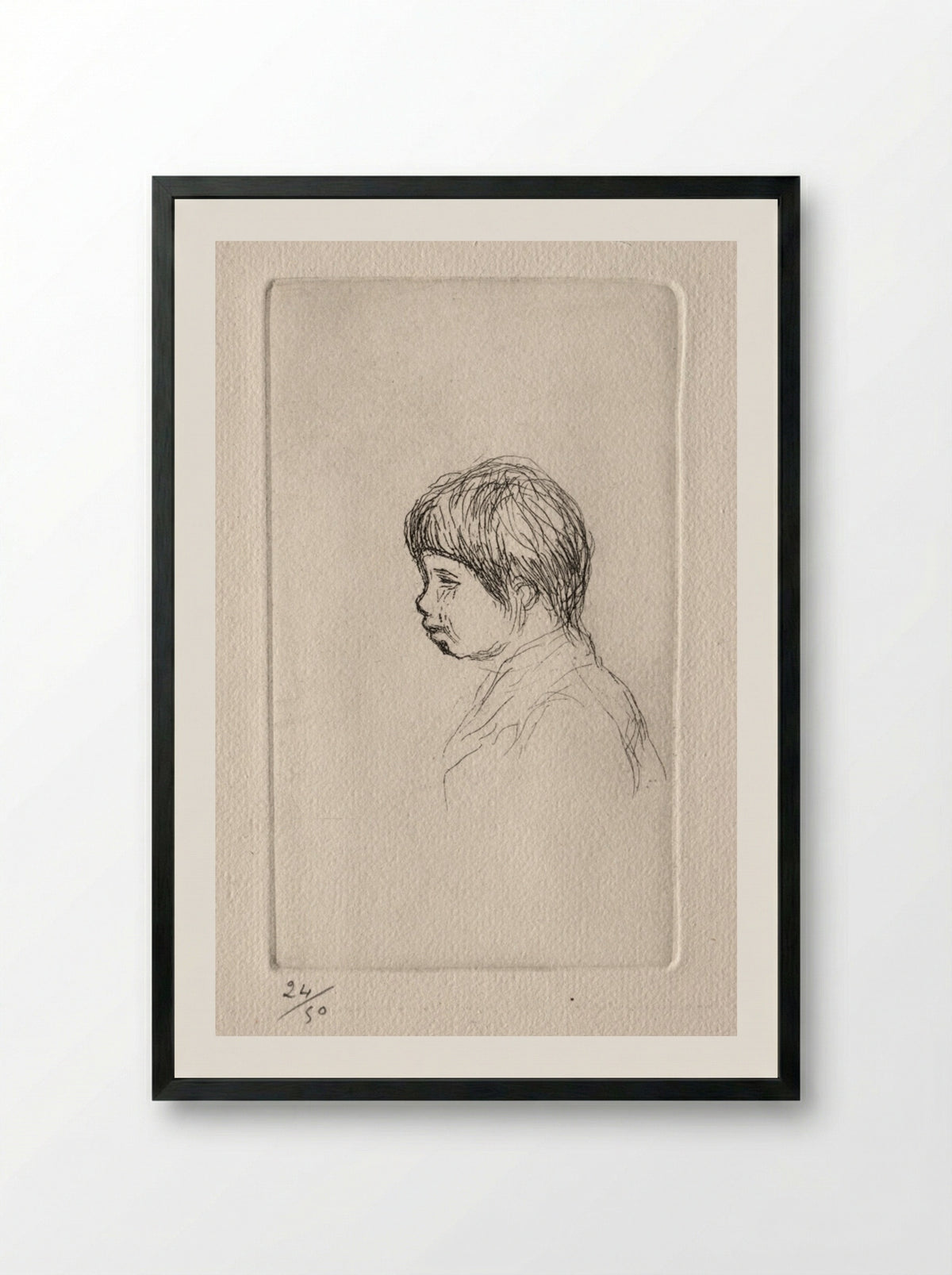 Claude Renoir, the Artist's Son, in Profile - Pierre-Auguste Renoir - Framed Print Black