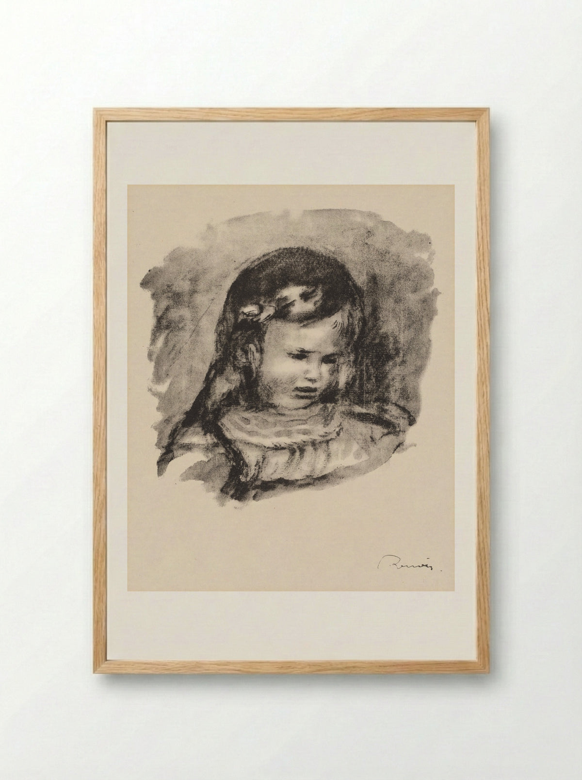 Claude Renoir, the Head Lowered - Pierre-Auguste Renoir - Framed Print Wood
