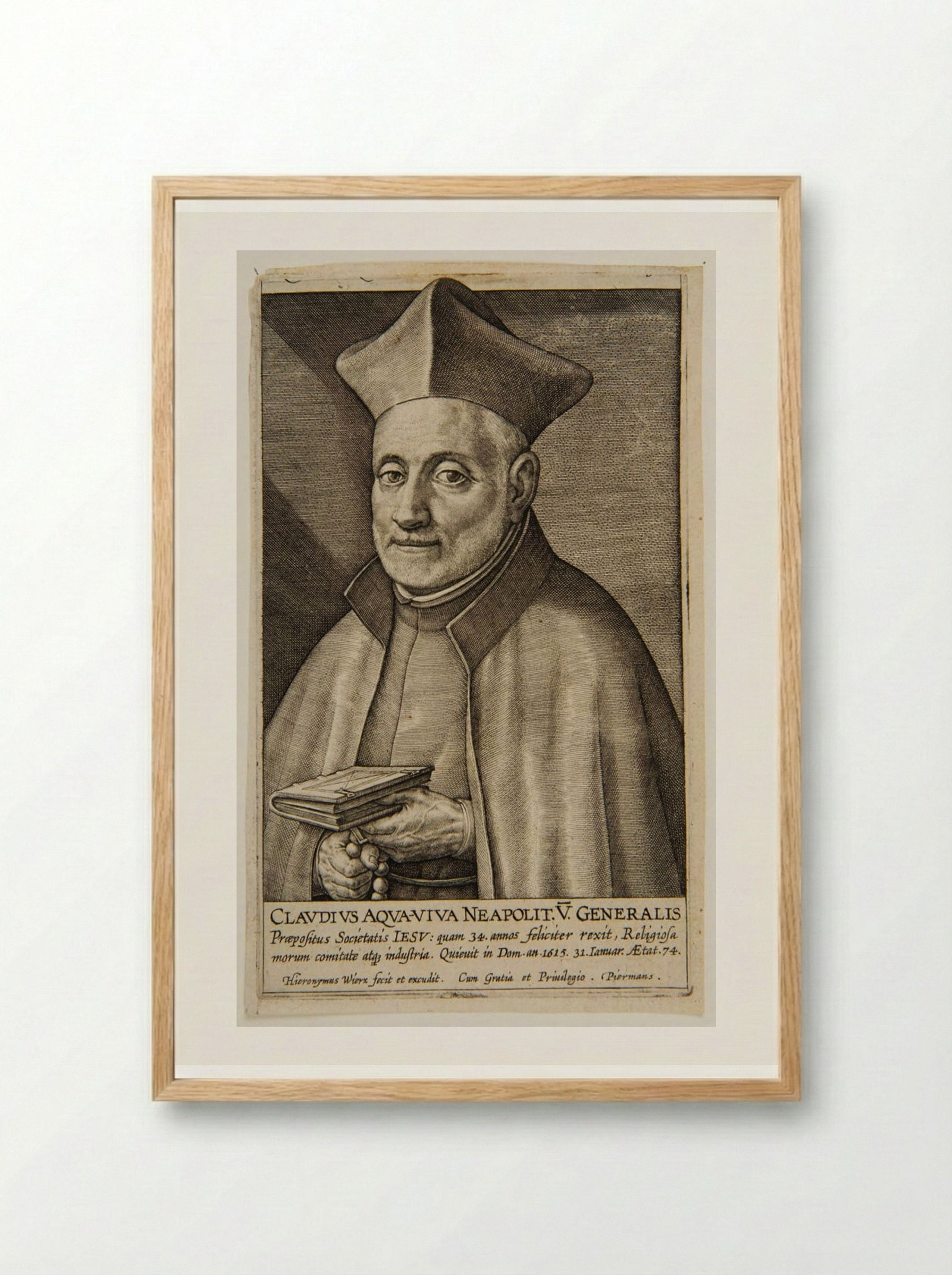 Claudius Aquaviva - Hieronymus Wierix - Framed Print Wood