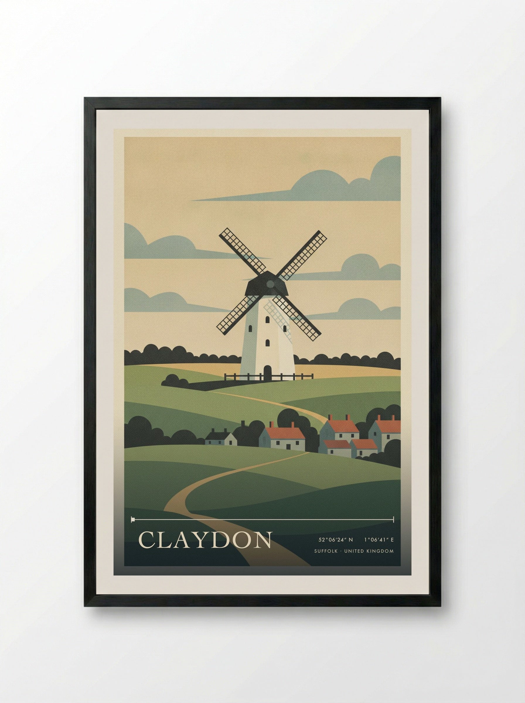 Claydon Suffolk United Kingdom Travel Poster - Framed Print Black