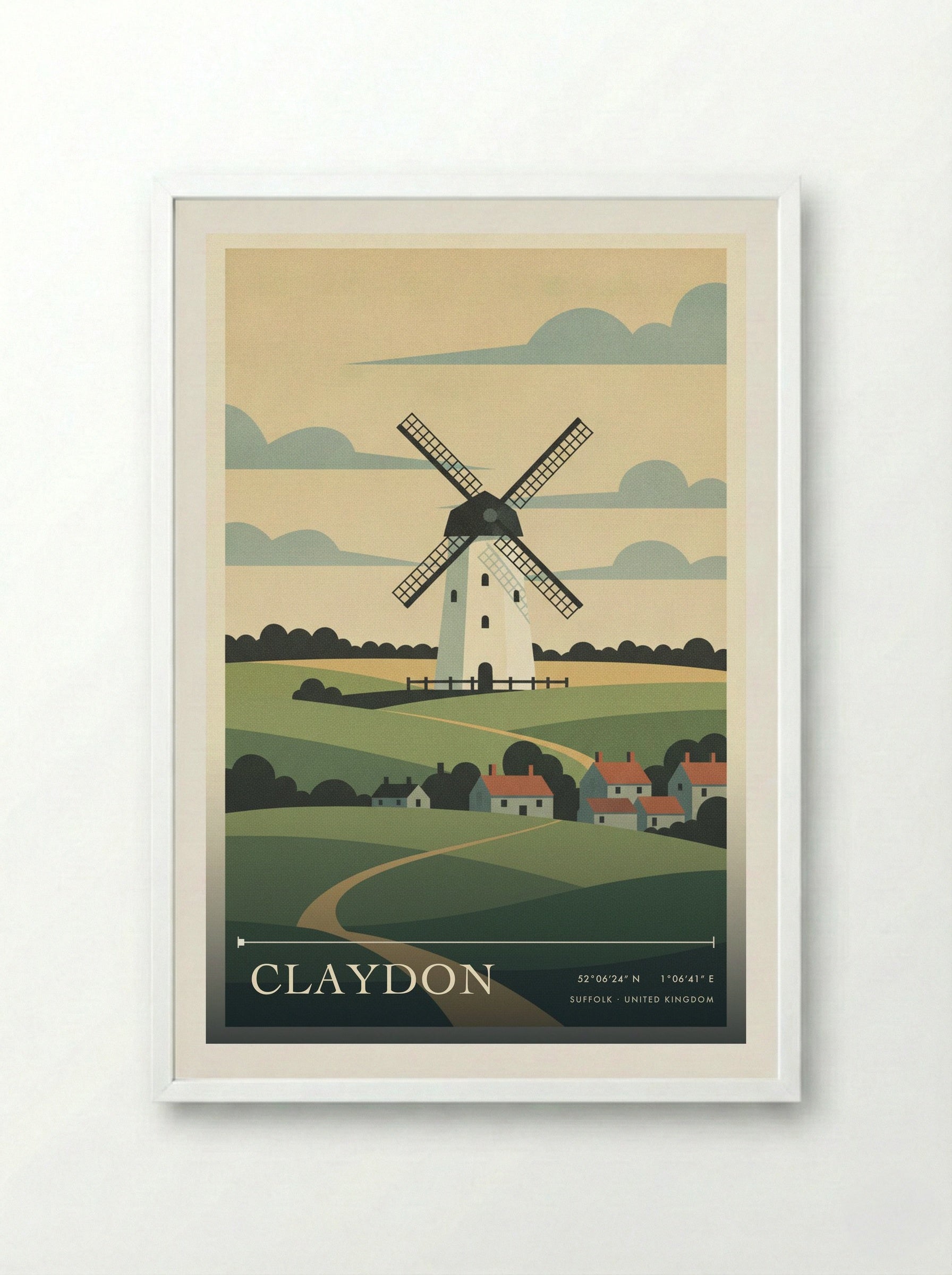 Claydon Suffolk United Kingdom Travel Poster - Framed Print White