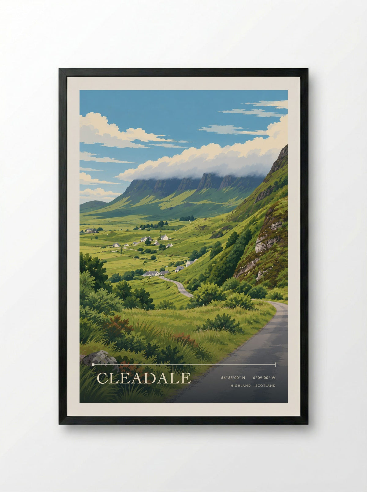 Cleadale, Highland | Travel Poster - Framed Print Black