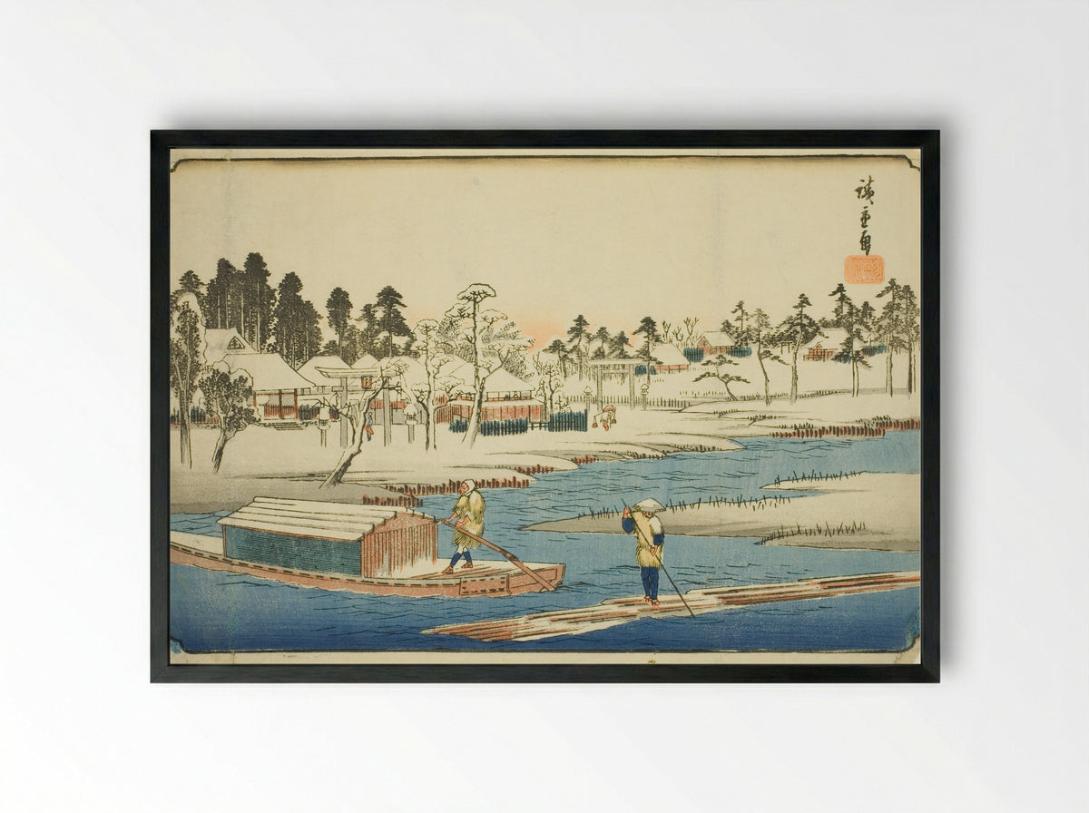 Clear Weather after Snow at Massaki - Utagawa Hiroshige - Framed Print Black