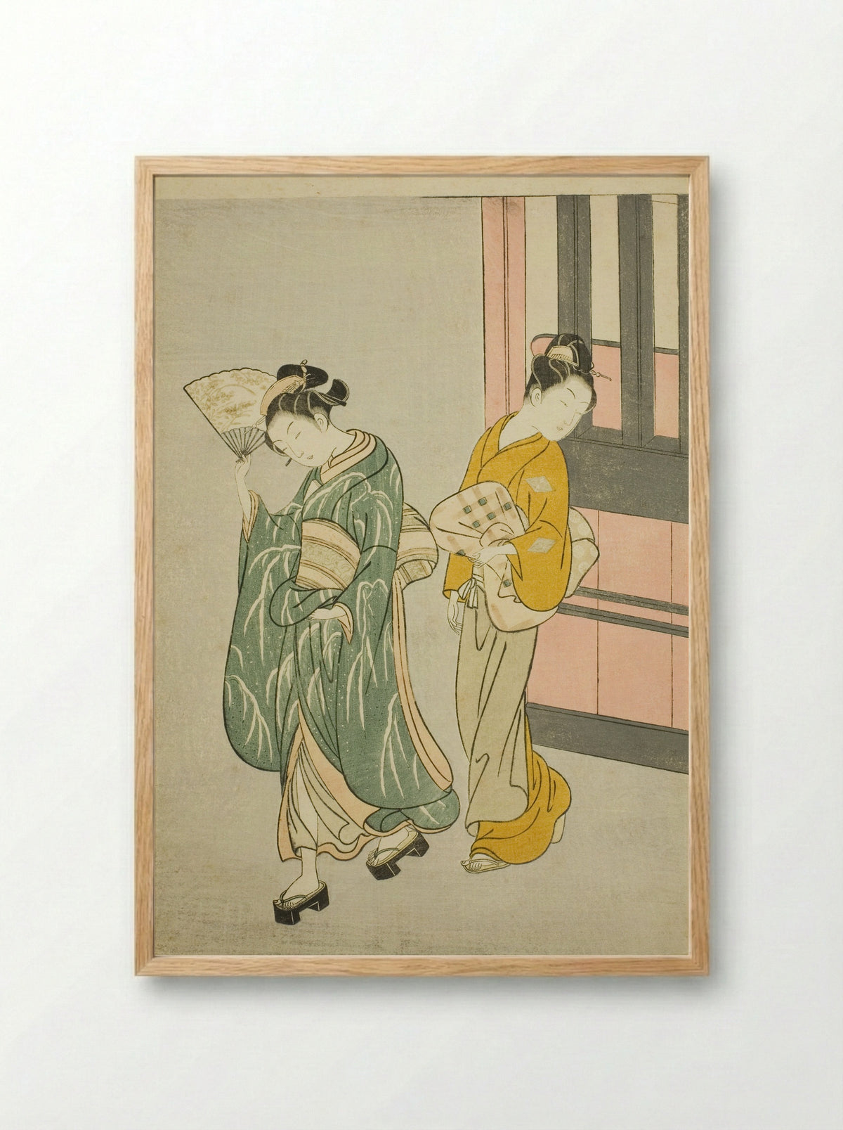 Clearing Breeze from a Fan - Suzuki Harunobu - Framed Print Wood