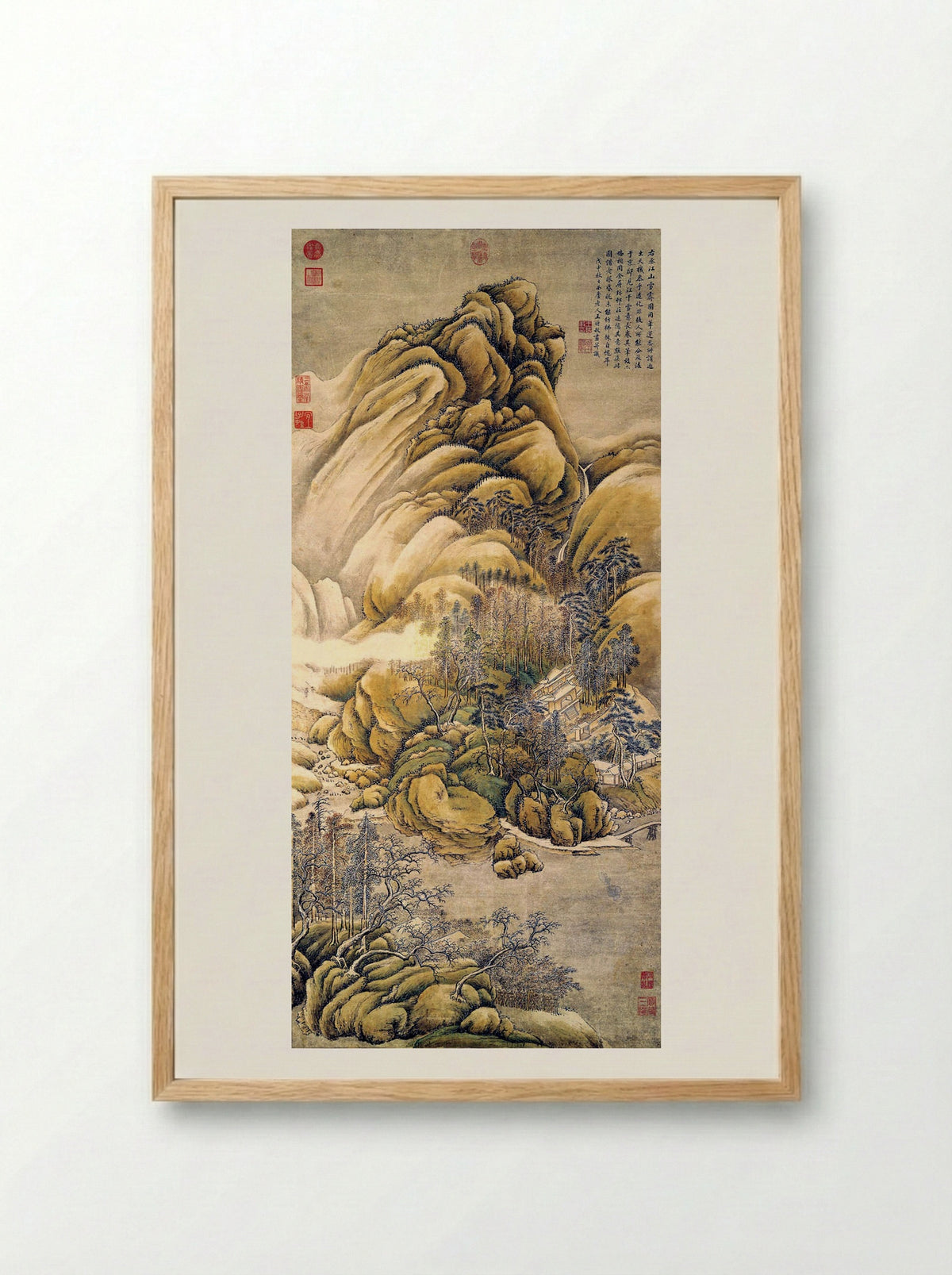 Clearing of Rivers and Mountains after Snow - Wang Wei - Framed Print Wood