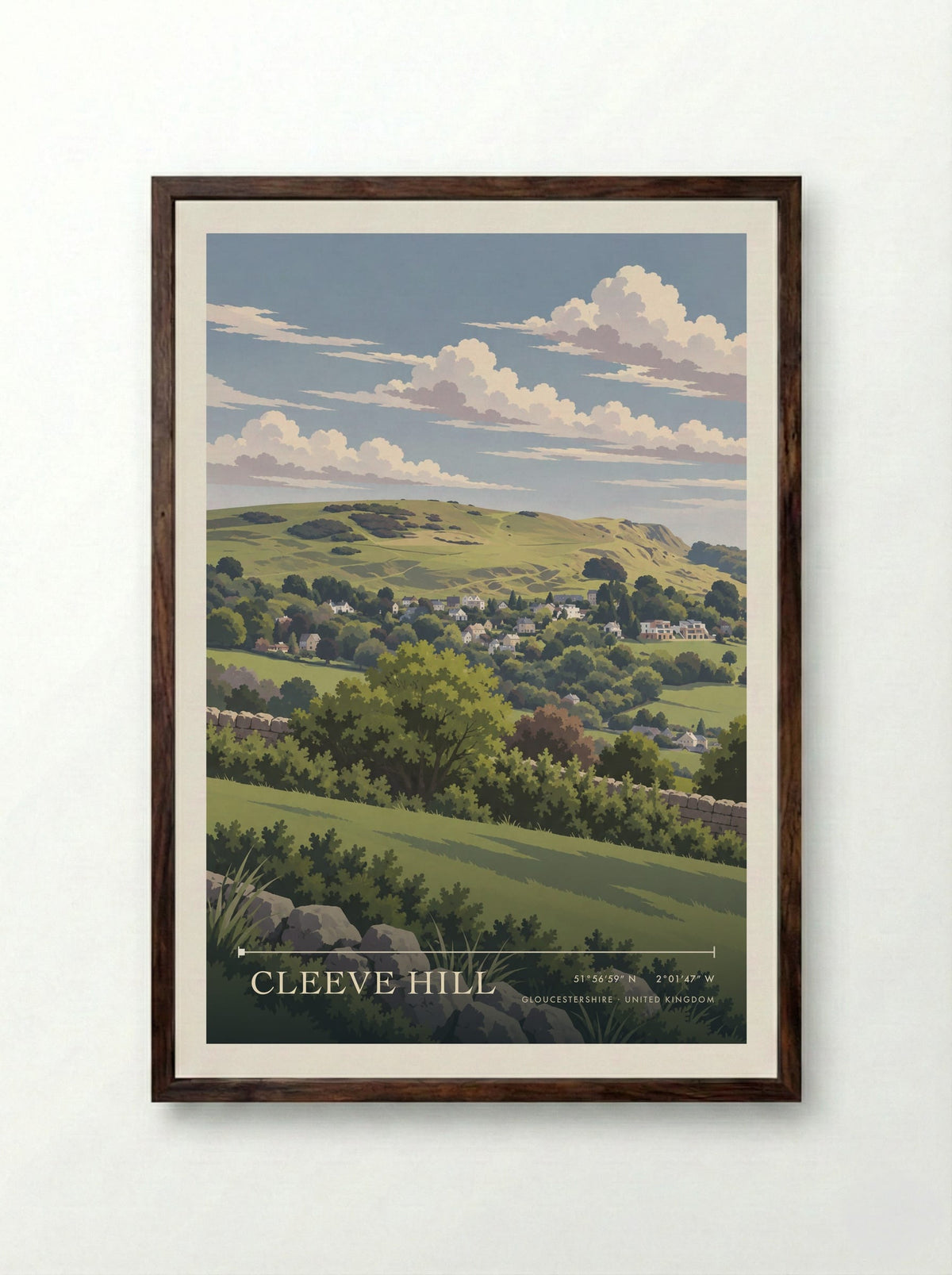 Cleeve Hill, Gloucestershire | Travel Poster - Framed Print Dark Wood