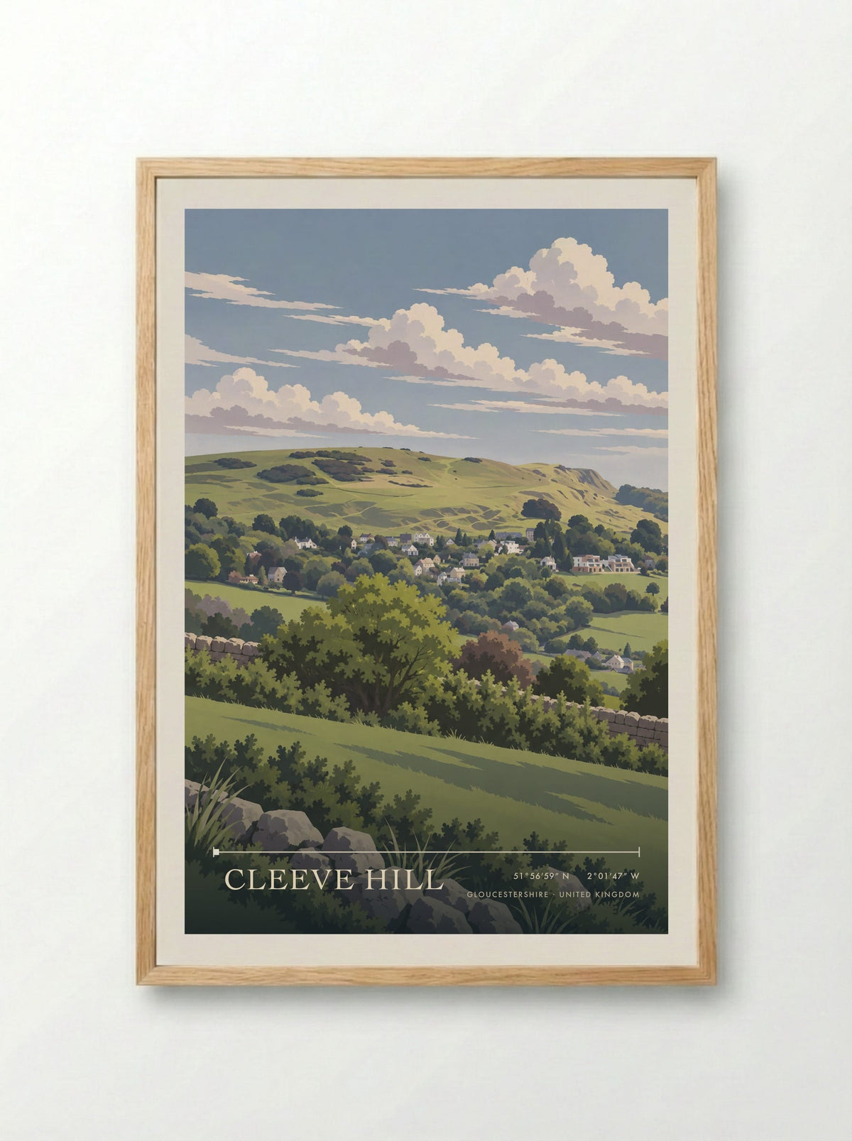 Cleeve Hill, Gloucestershire | Travel Poster - Framed Print Wood