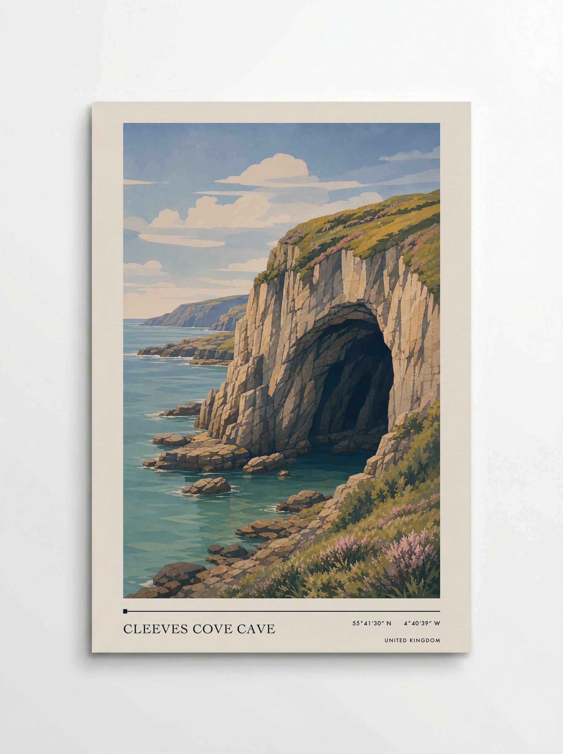Cleeves Cove Cave United Kingdom Travel Poster - Poster