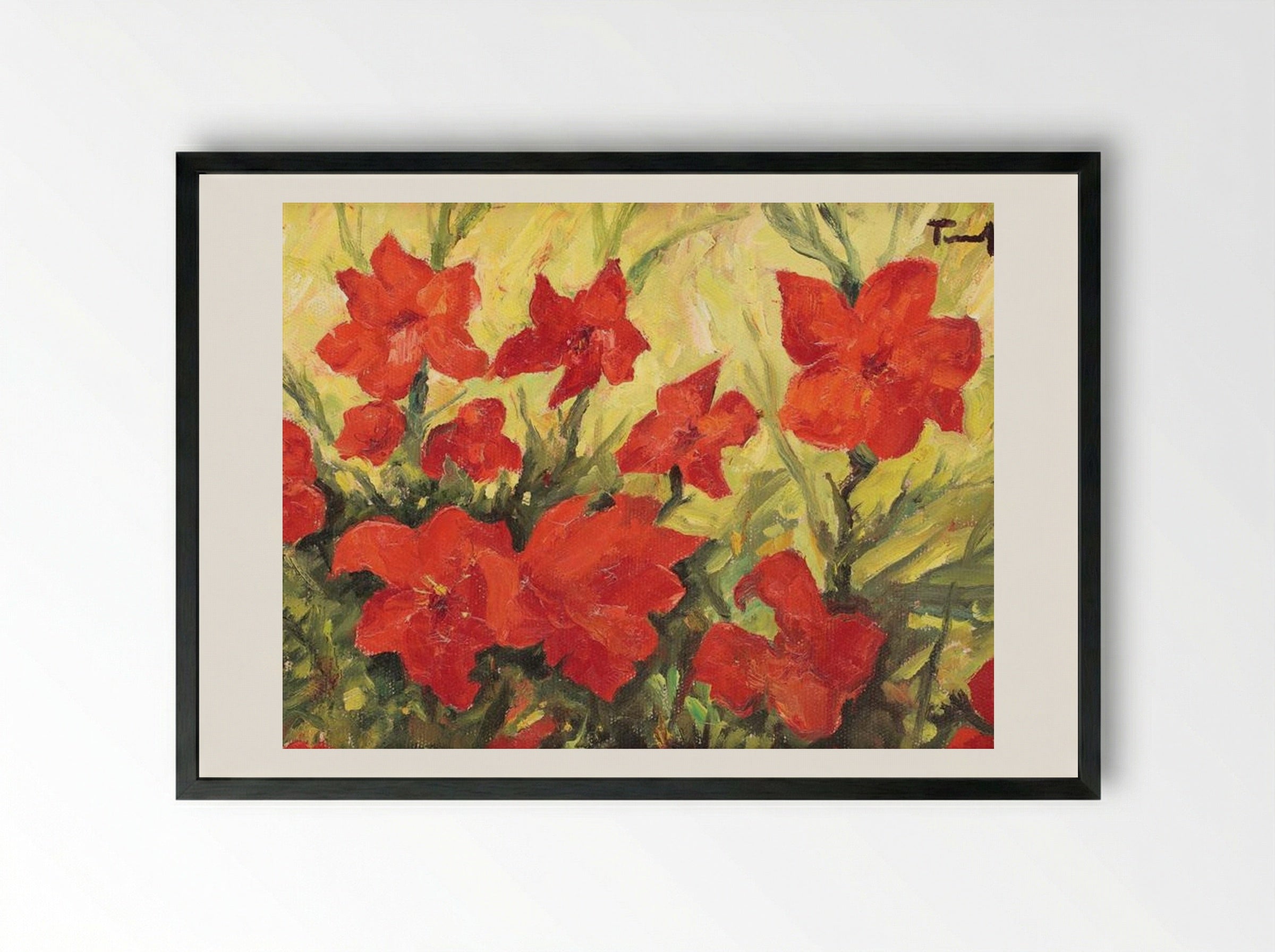 Clematis Red Flowers - Nicolae Tonitza - Framed Print Black
