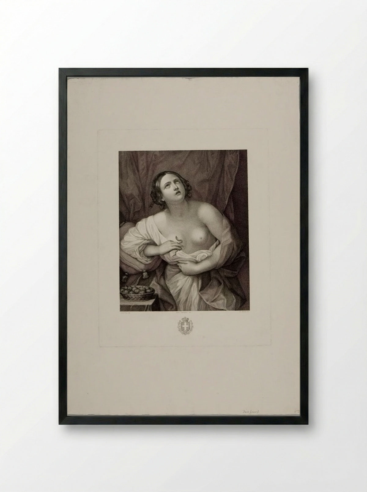 Cleopatra Putting the Asp to her Bosom - Giovanni Rivera - Framed Print Black