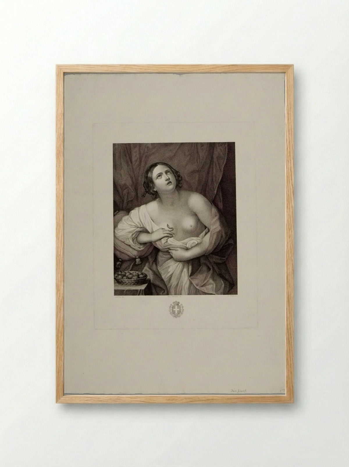 Cleopatra Putting the Asp to her Bosom - Giovanni Rivera - Framed Print Wood