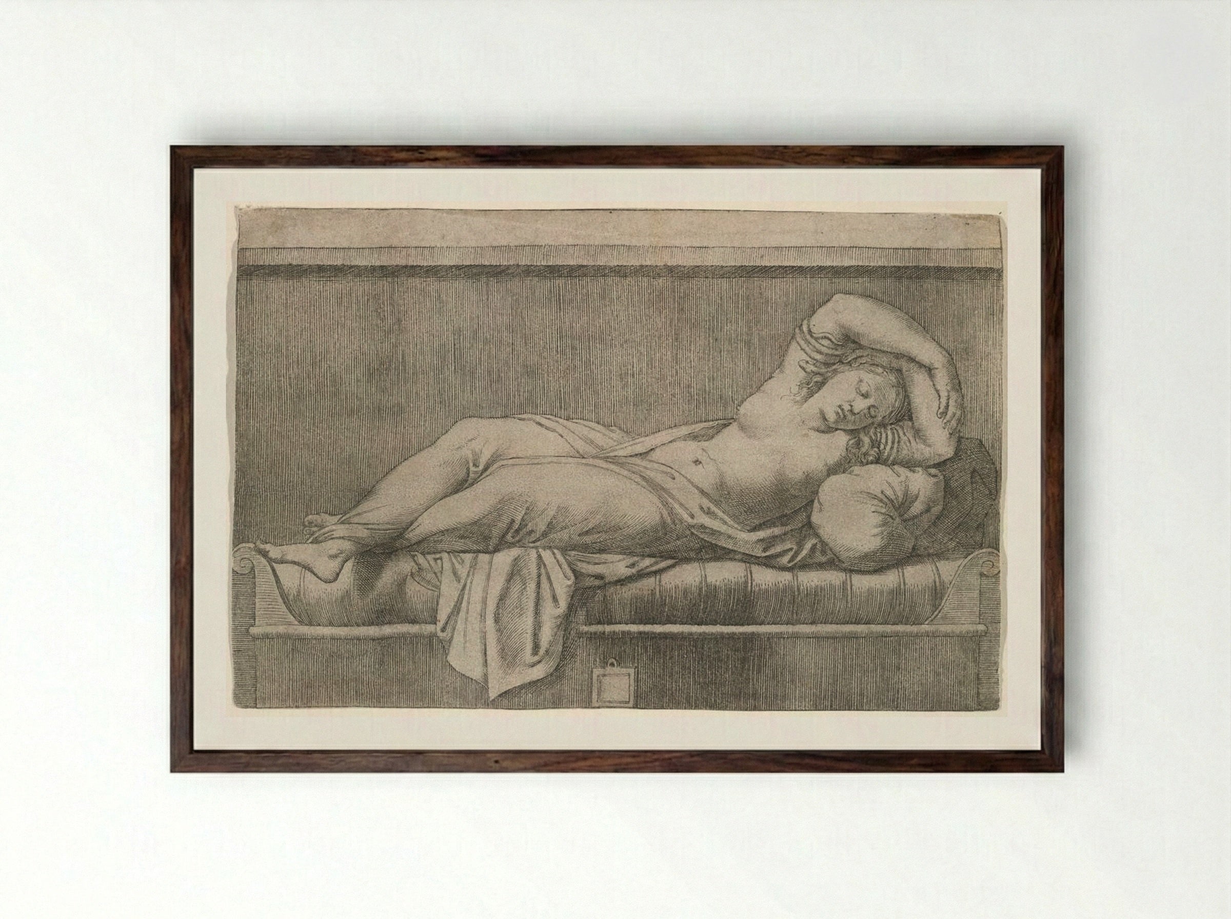 Cleopatra - Marcantonio Raimondi - Framed Print Dark Wood