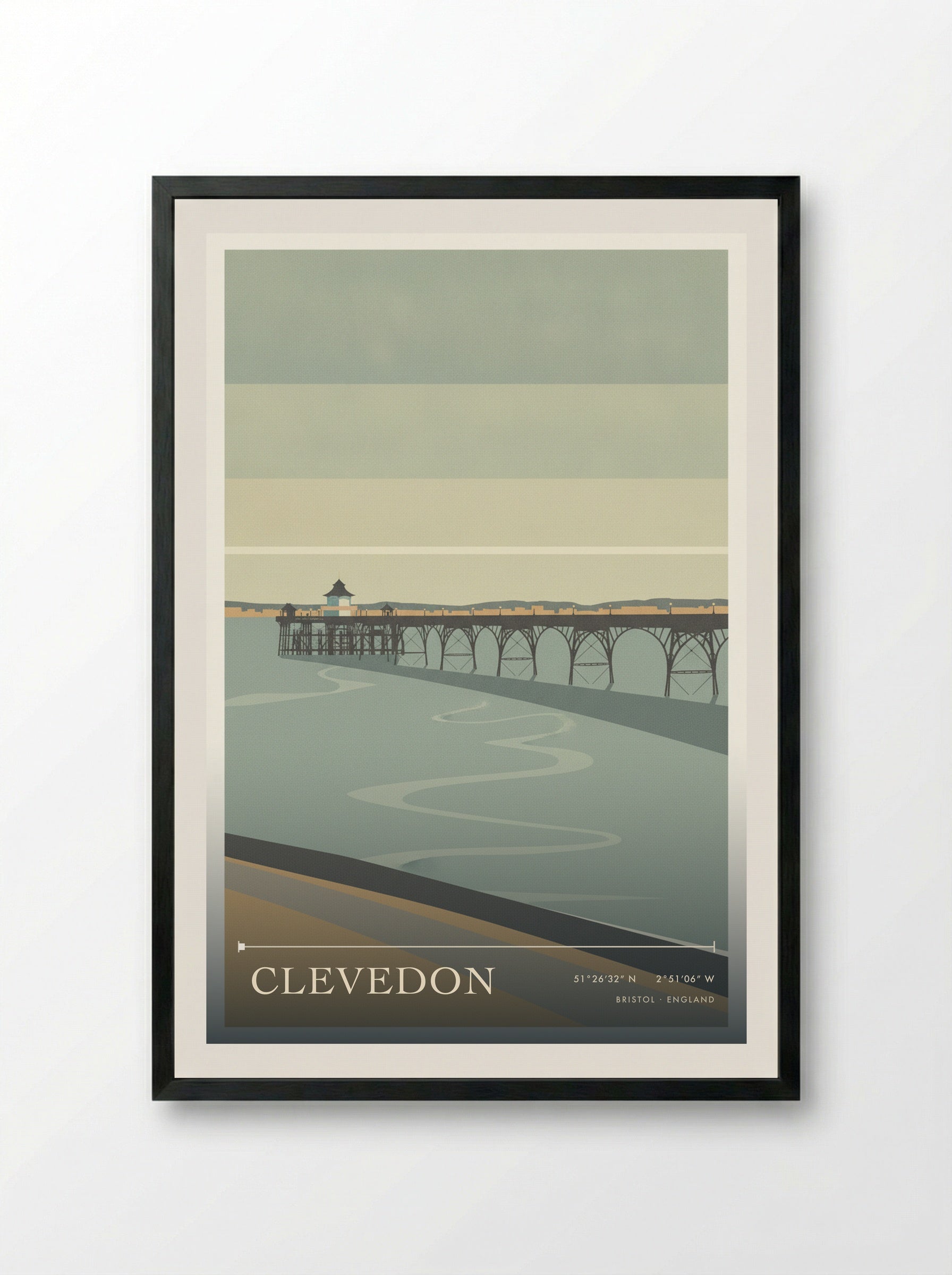 Clevedon Bristol England Travel Poster - Framed Print Black