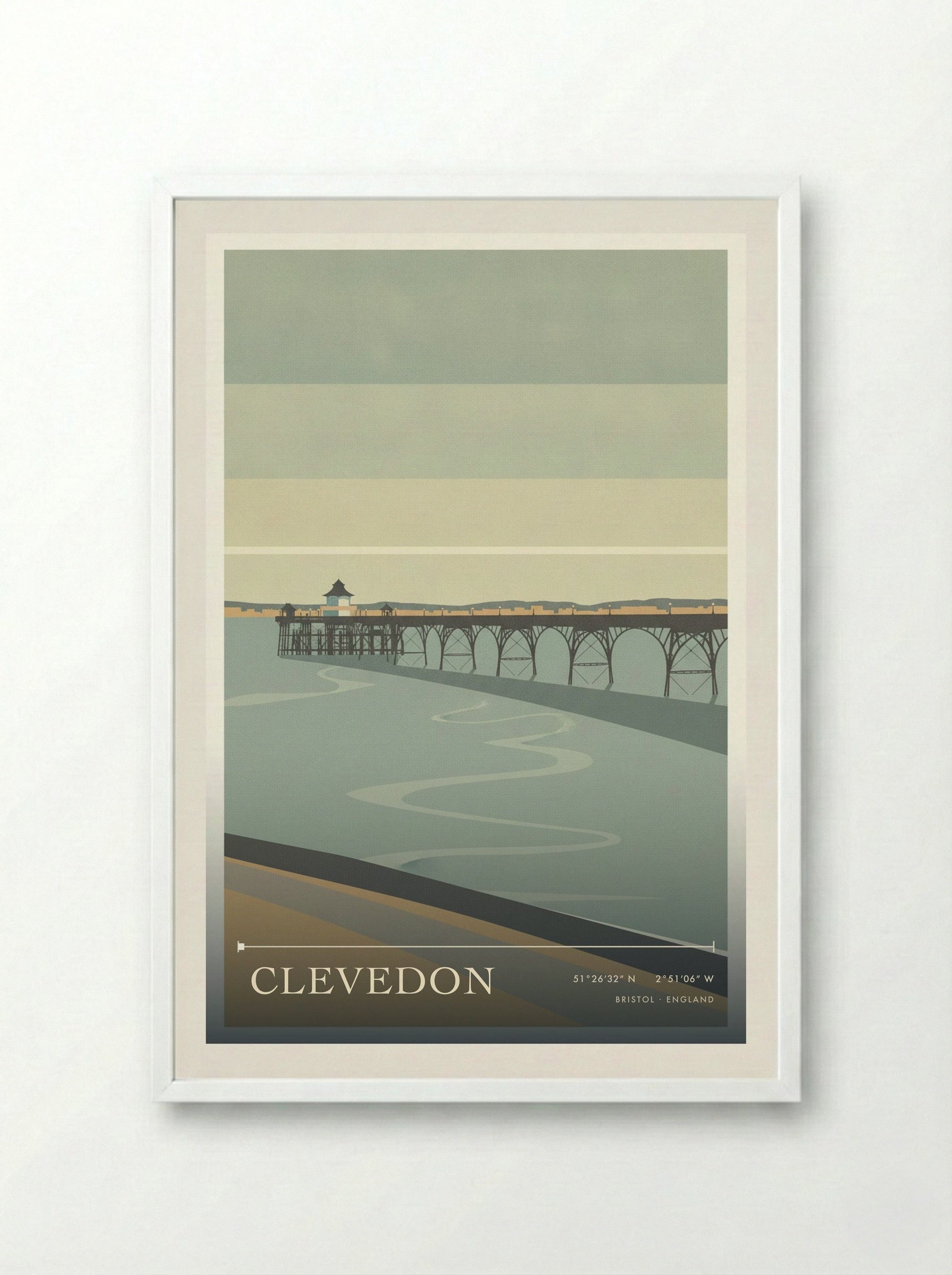 Clevedon Bristol England Travel Poster - Framed Print White