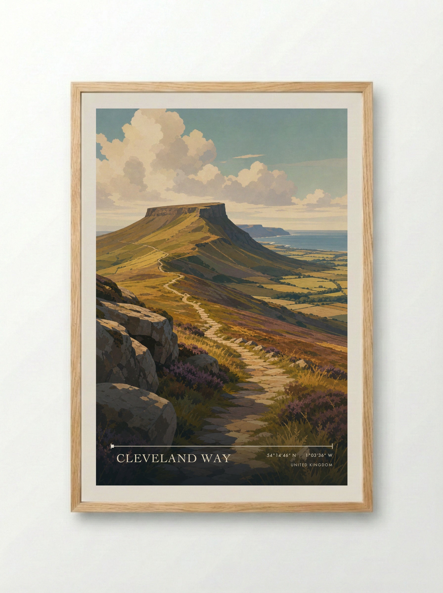 Cleveland Way United Kingdom Travel Poster - Framed Print Wood