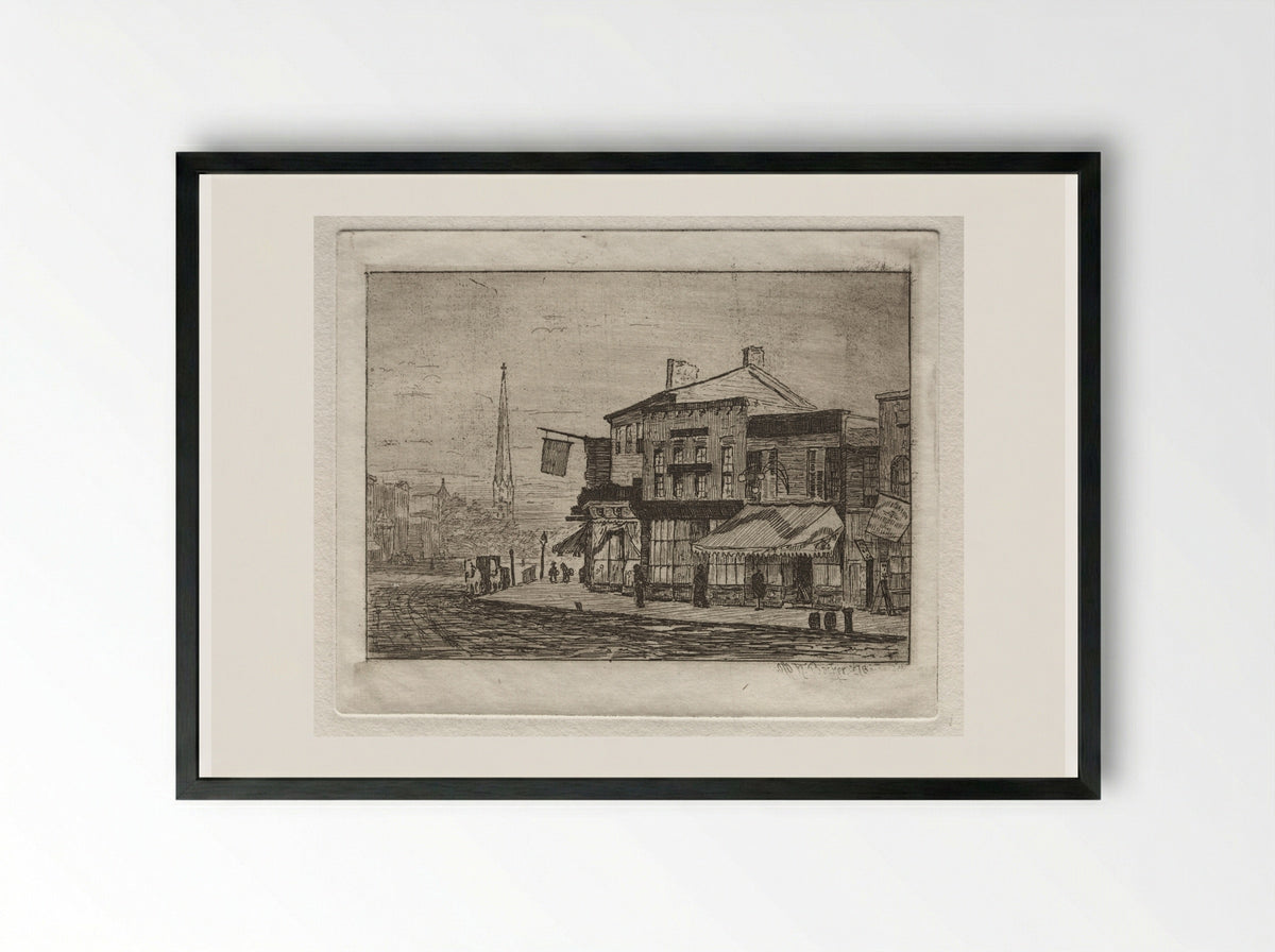 Cleveland, Woodland Avenue and Eagle Street - Otto H. Bacher - Framed Print Black