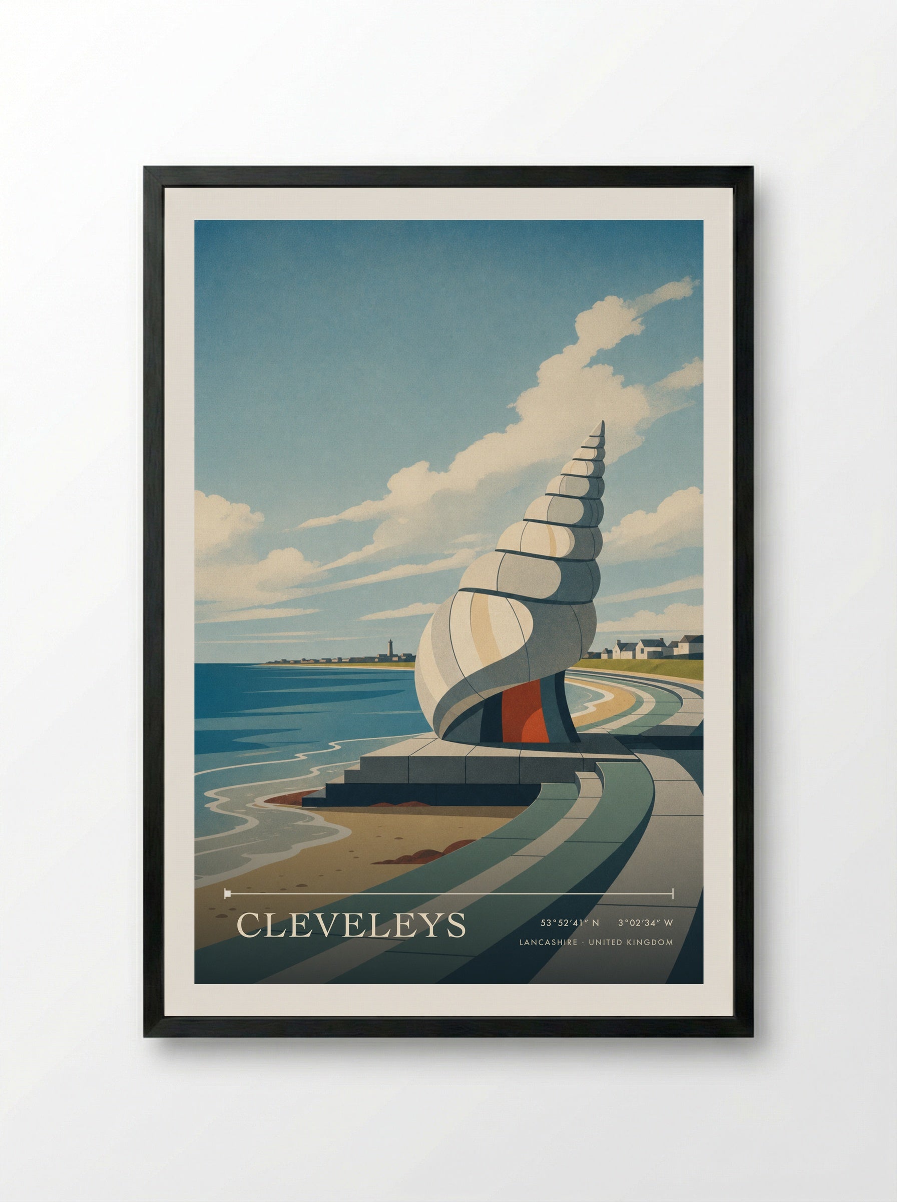 Cleveleys Lancashire United Kingdom Travel Poster - Framed Print Black