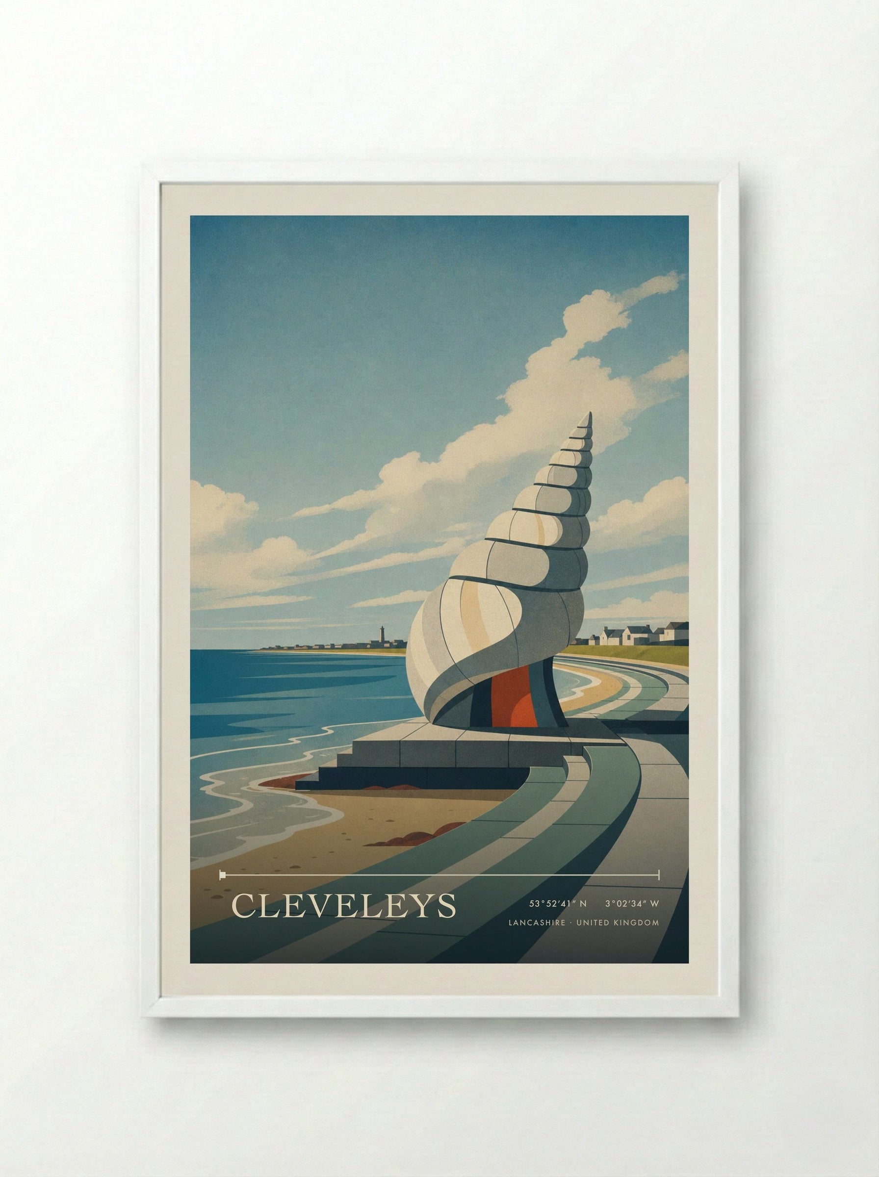 Cleveleys Lancashire United Kingdom Travel Poster - Framed Print White
