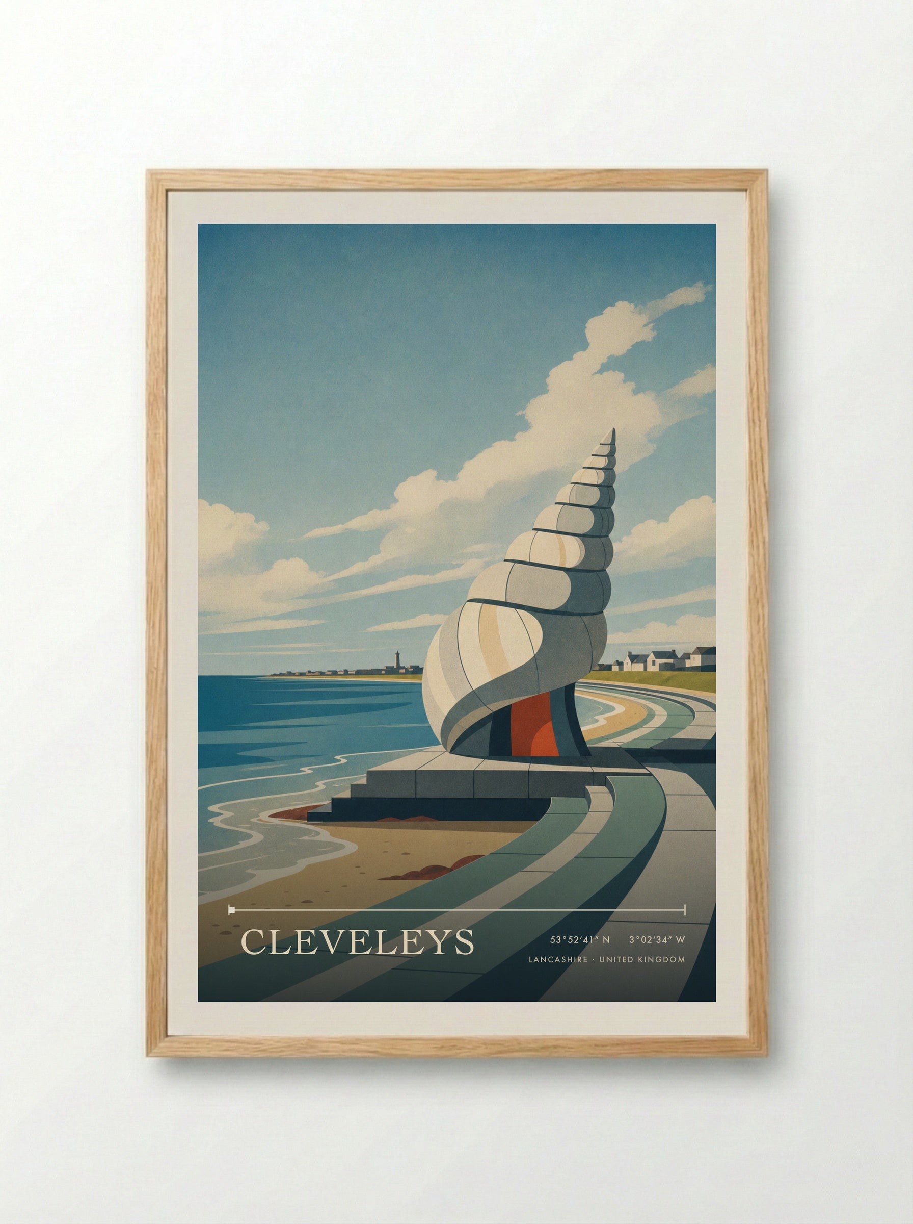 Cleveleys Lancashire United Kingdom Travel Poster - Framed Print Wood