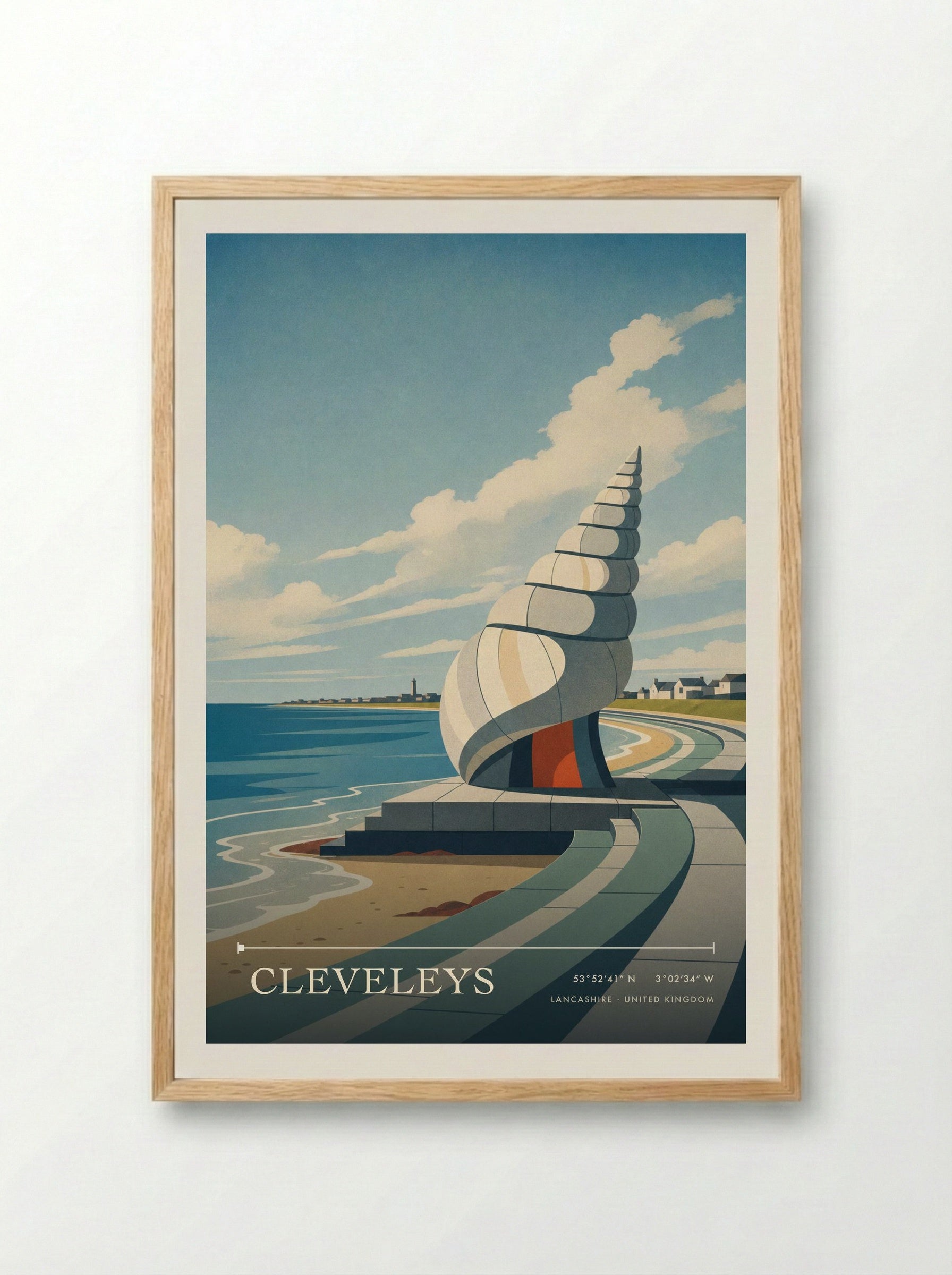 Cleveleys Lancashire United Kingdom Travel Poster - Framed Print Wood