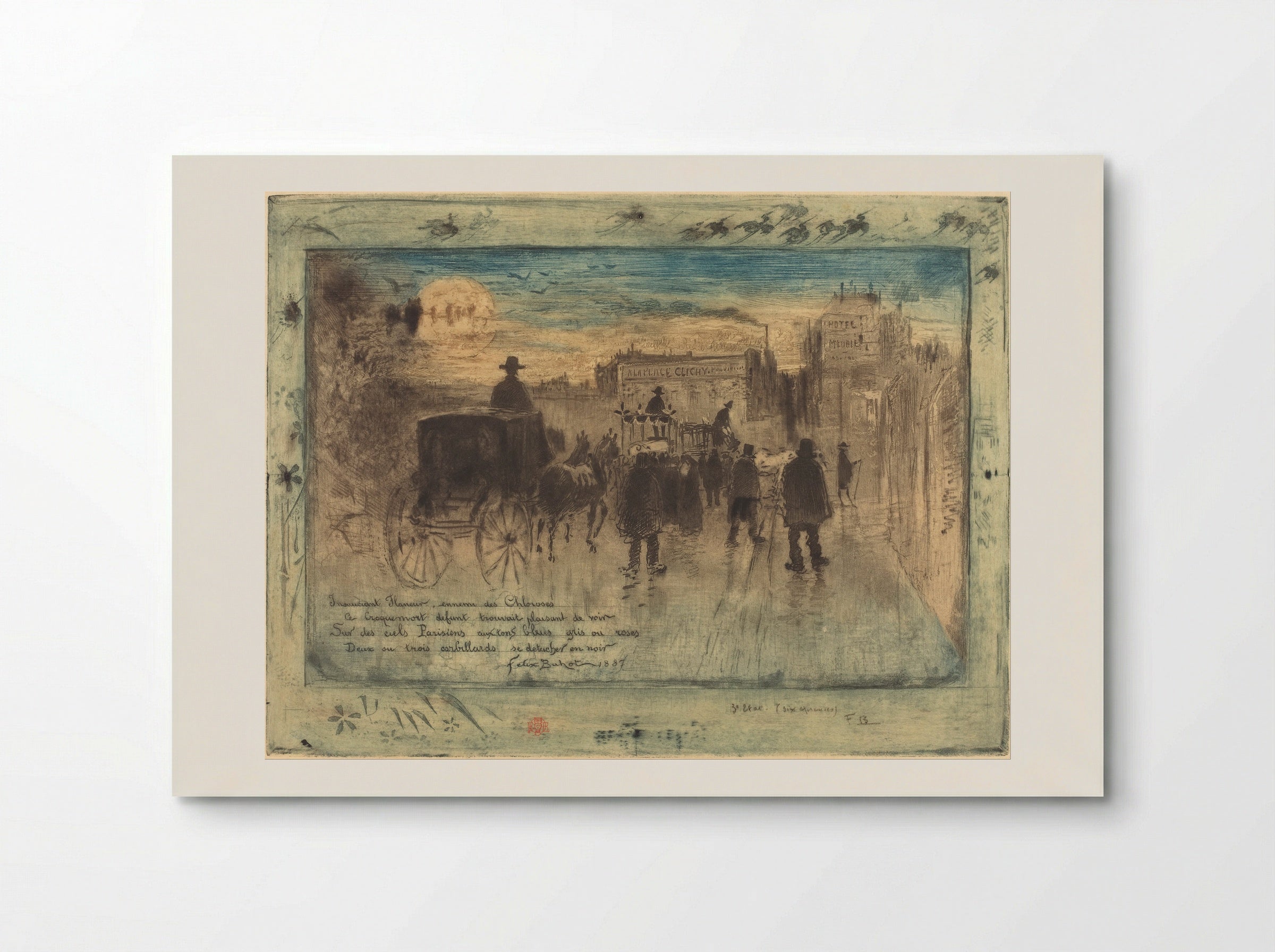 Clichy Boulevard Funerary Procession - Félix Hilaire Buhot - Poster