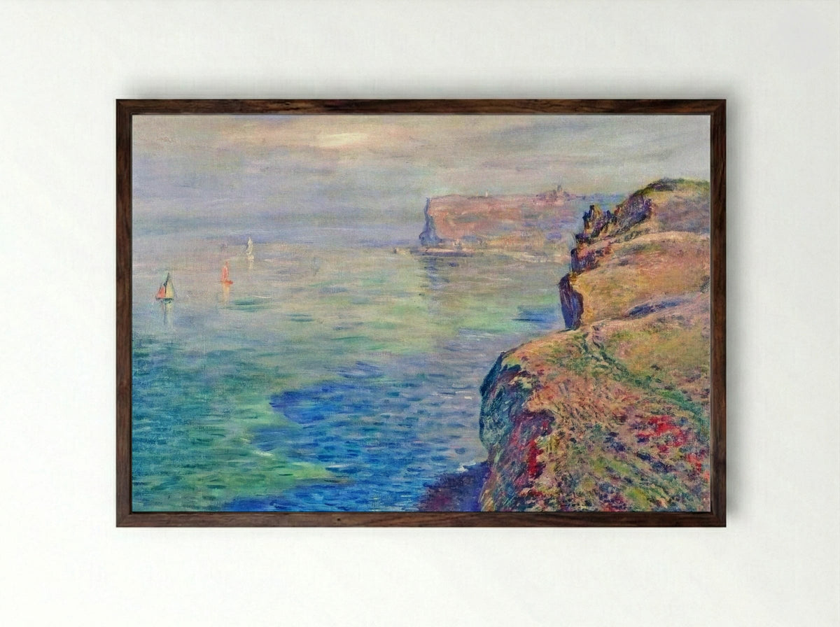 Cliff at Grainval near Fecamp - Claude Monet - Framed Print Dark Wood
