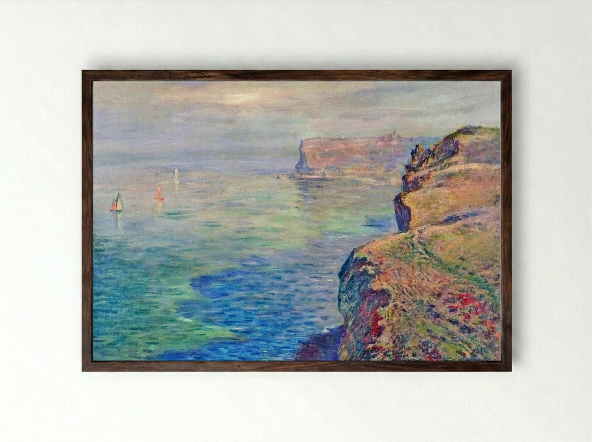 Cliff at Grainval near Fecamp - Claude Monet - Framed Print Dark Wood