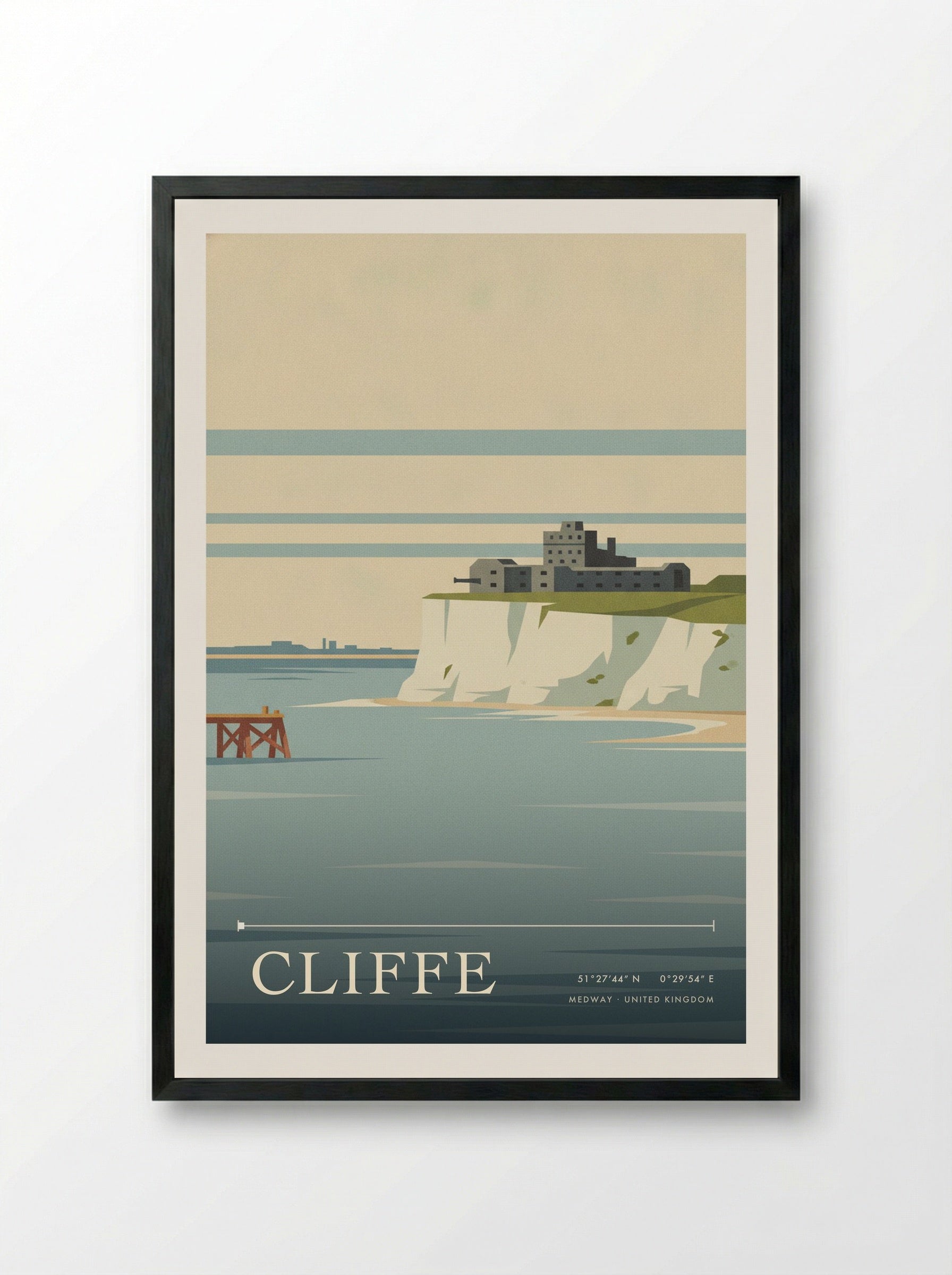 Cliffe Medway United Kingdom Travel Poster - Framed Print Black