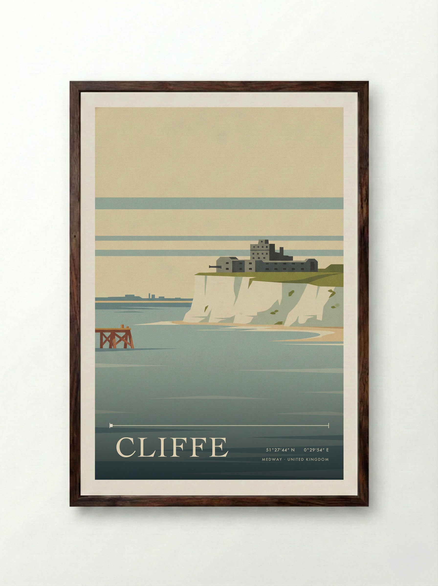 Cliffe Medway United Kingdom Travel Poster - Framed Print Dark Wood