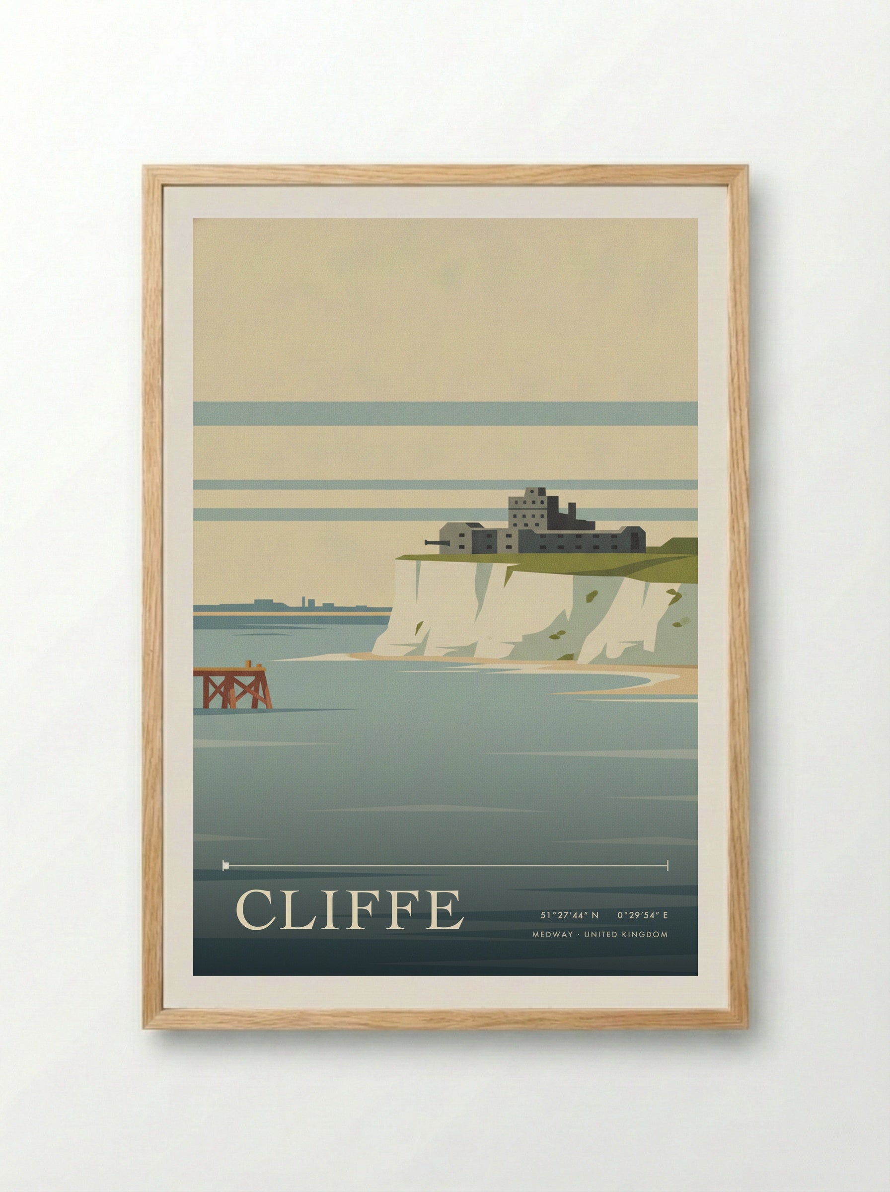 Cliffe Medway United Kingdom Travel Poster - Framed Print Wood