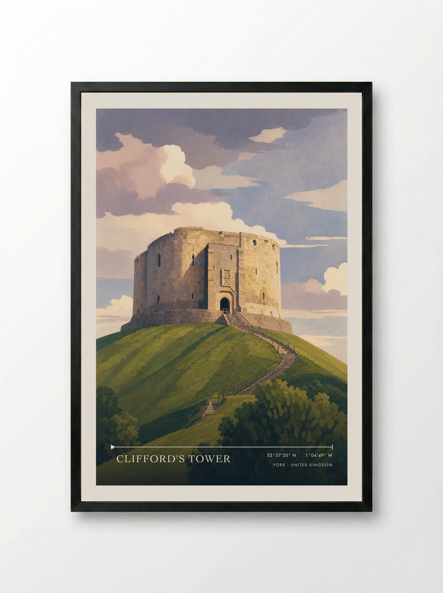 Clifford's Tower York United Kingdom Travel Poster - Framed Print Black