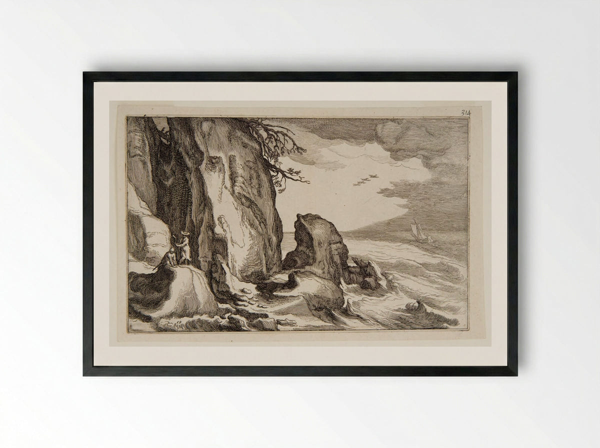 Cliffs by the Sea - Boetius Adamsz. Bolswert - Framed Print Black