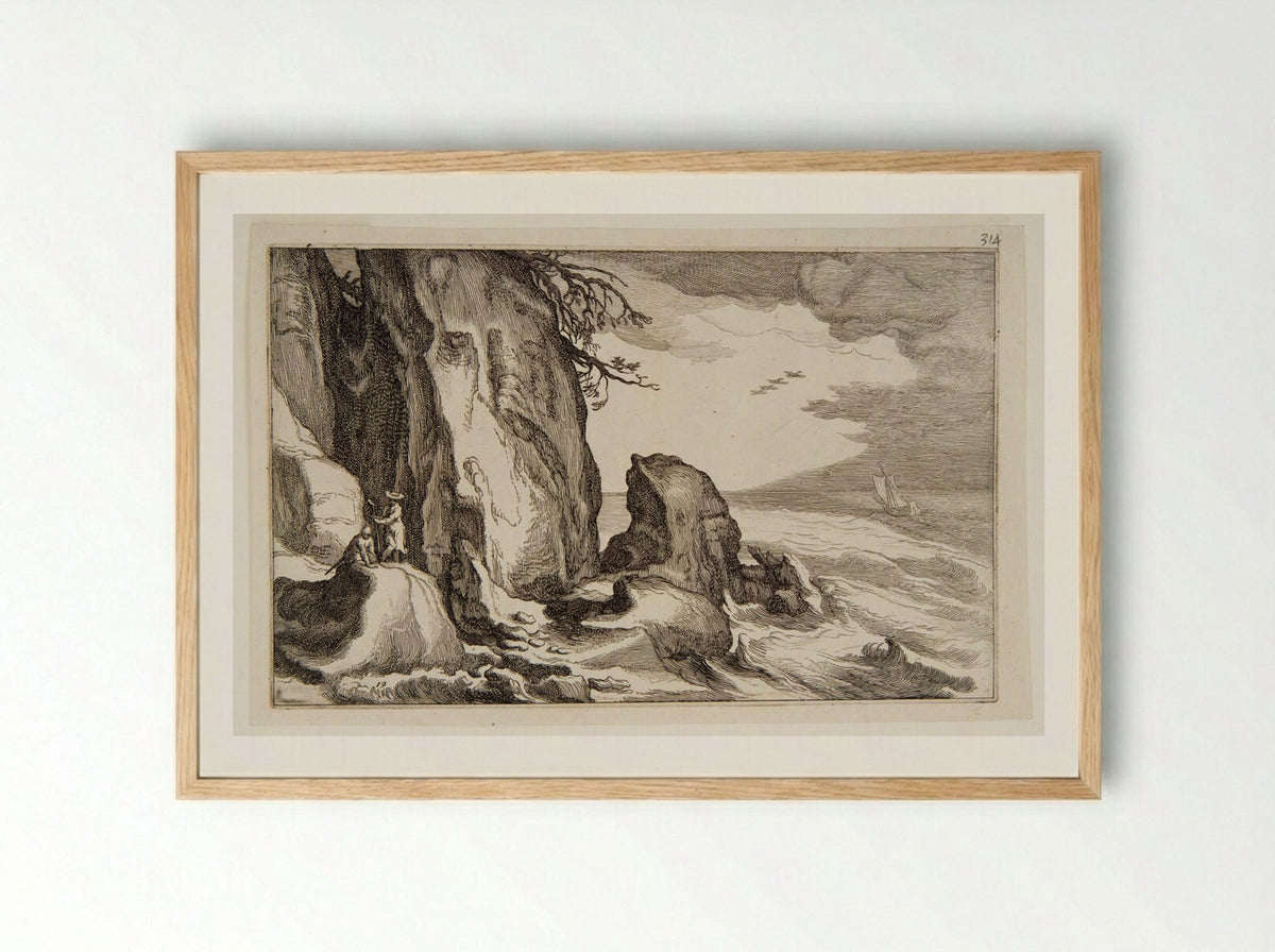 Cliffs by the Sea - Boetius Adamsz. Bolswert - Framed Print Wood