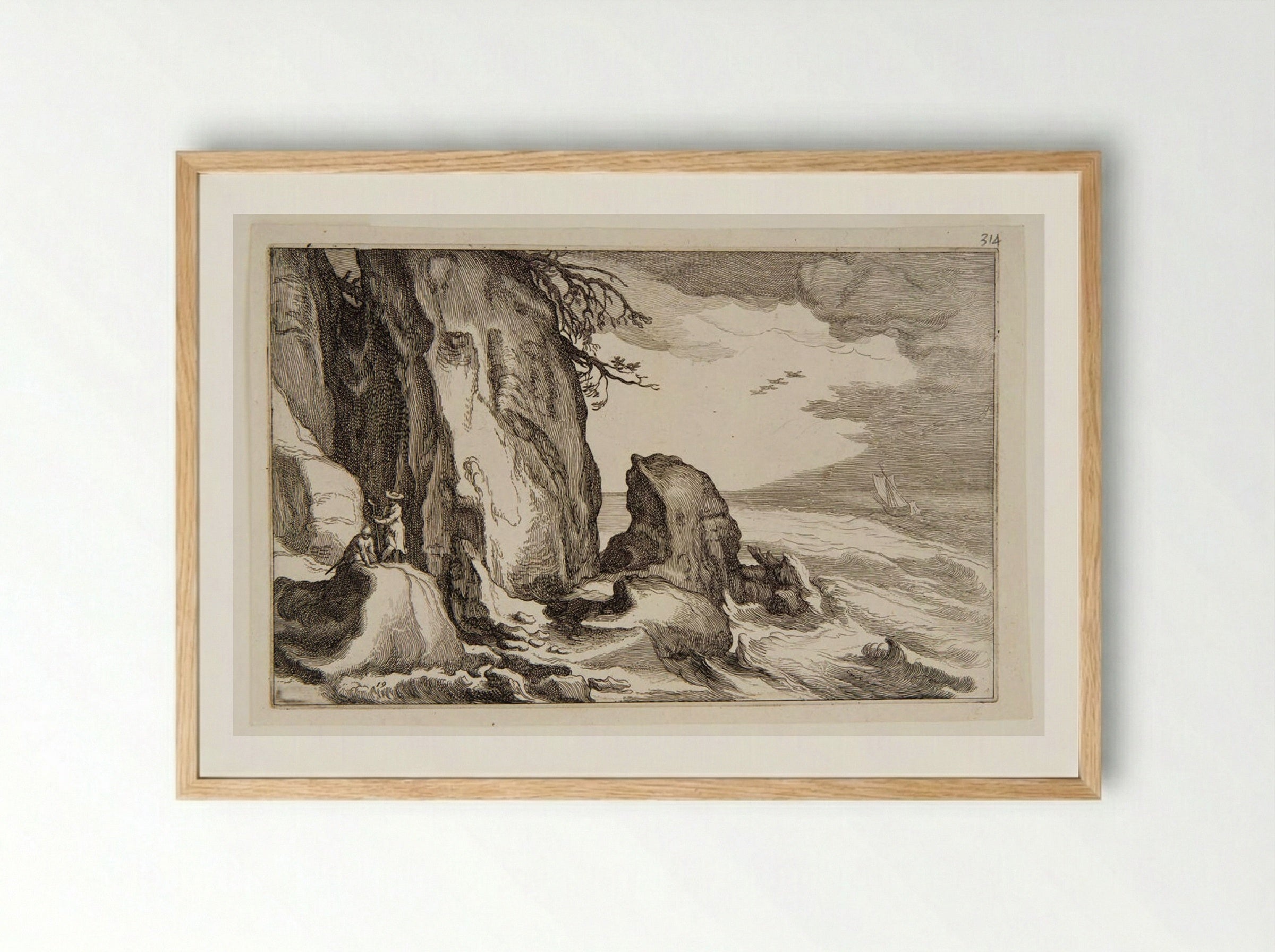 Cliffs by the Sea - Boetius Adamsz. Bolswert - Framed Print Wood