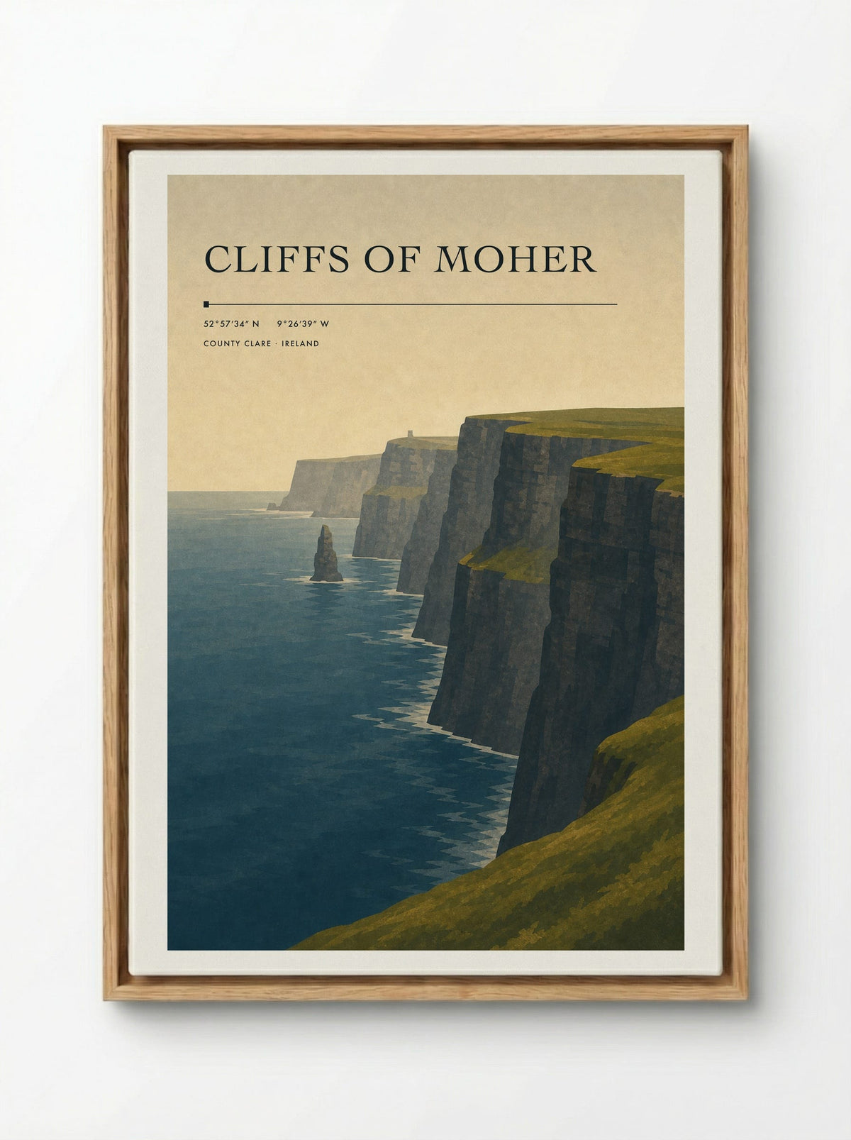 Cliffs of Moher Ireland Travel Poster - Framed Canvas Wood