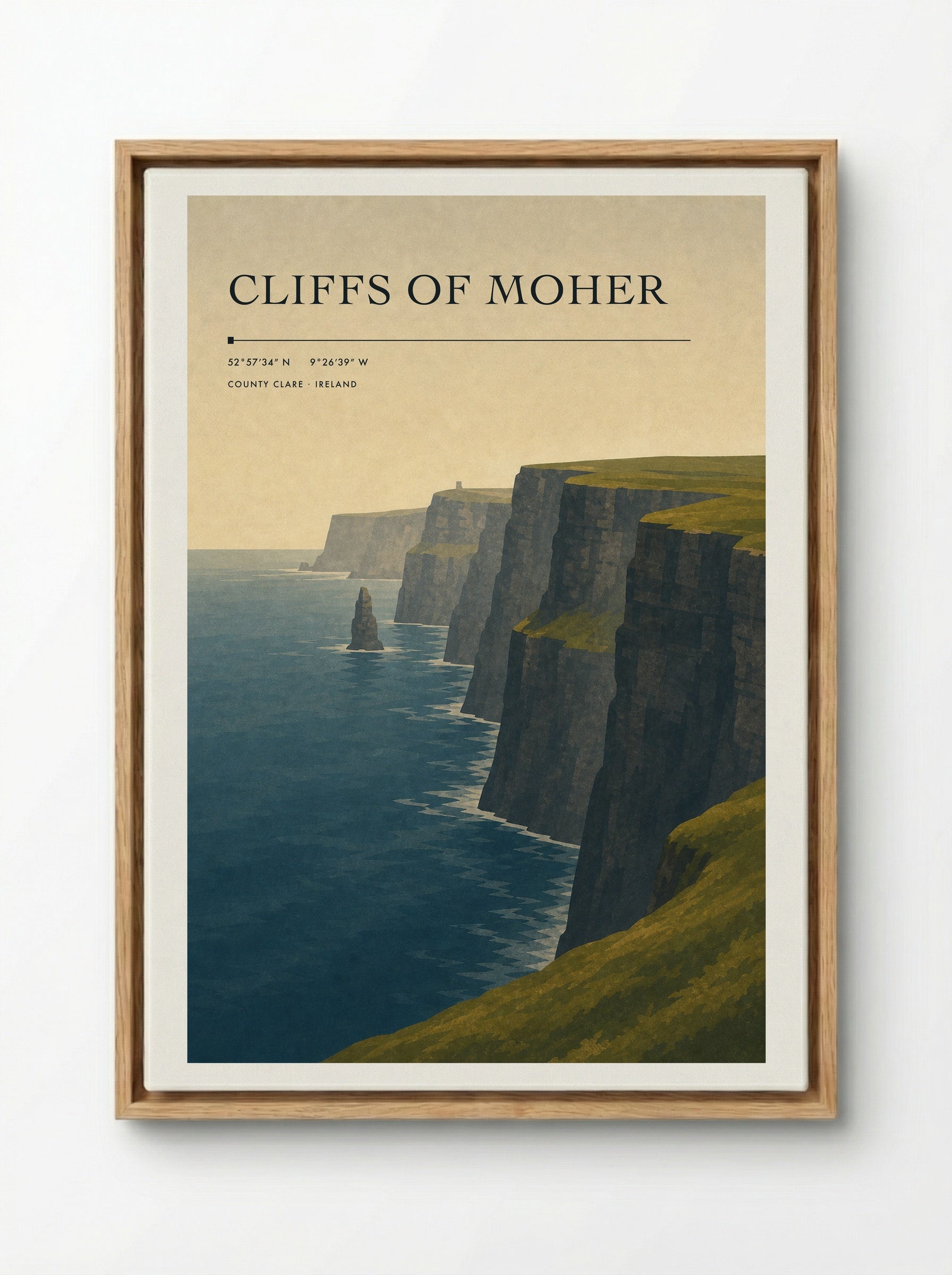 Cliffs of Moher Ireland Travel Poster - Framed Canvas Wood