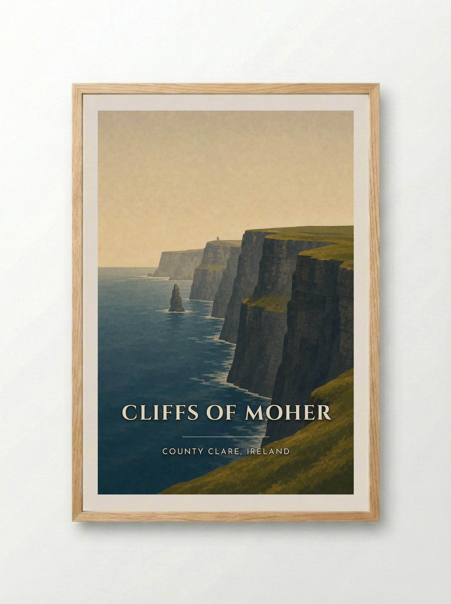 Cliffs of Moher Ireland Travel Poster - Framed Print Wood