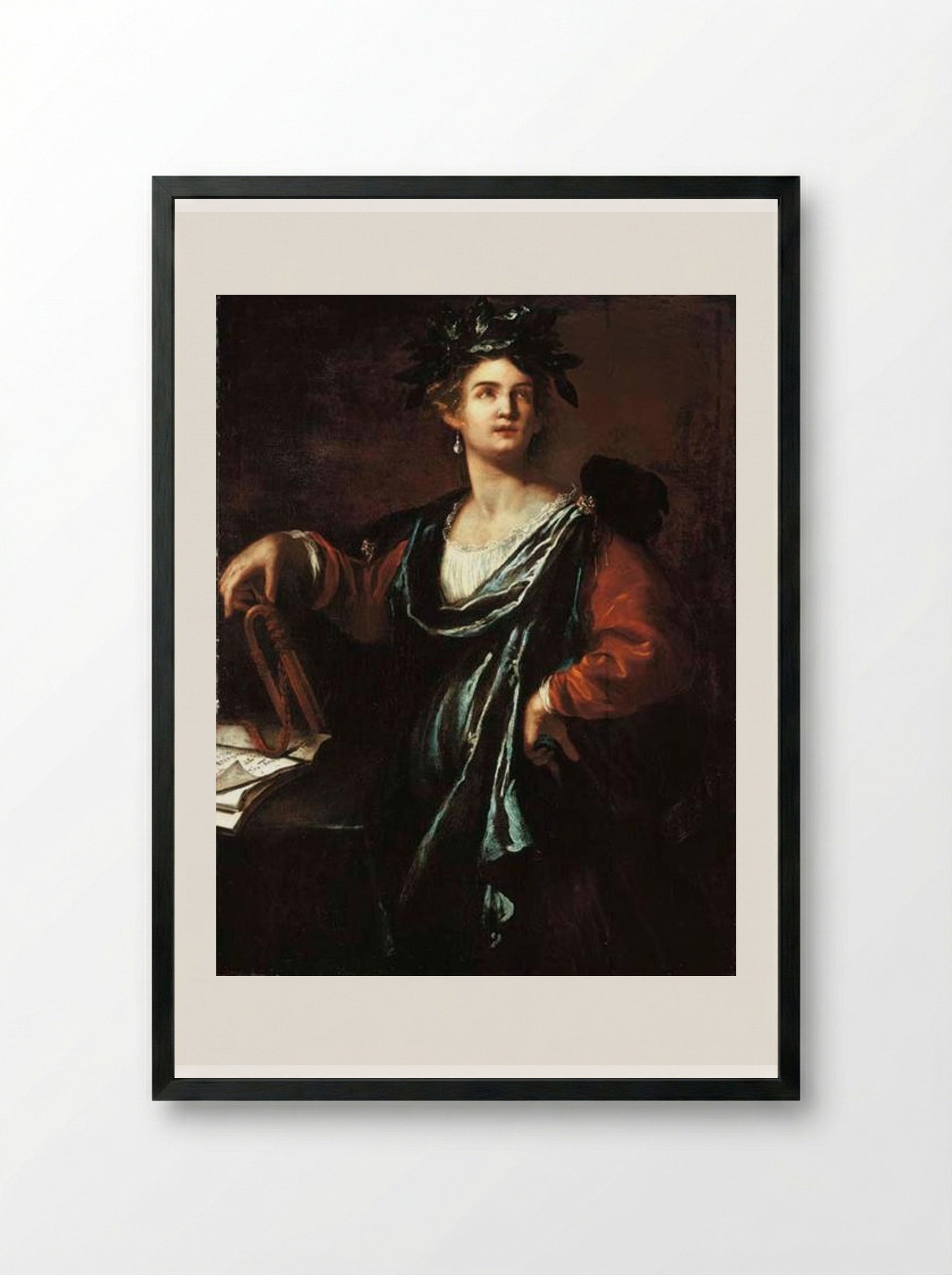 Clio, the Muse of History - Artemisia Gentileschi - Framed Print Black