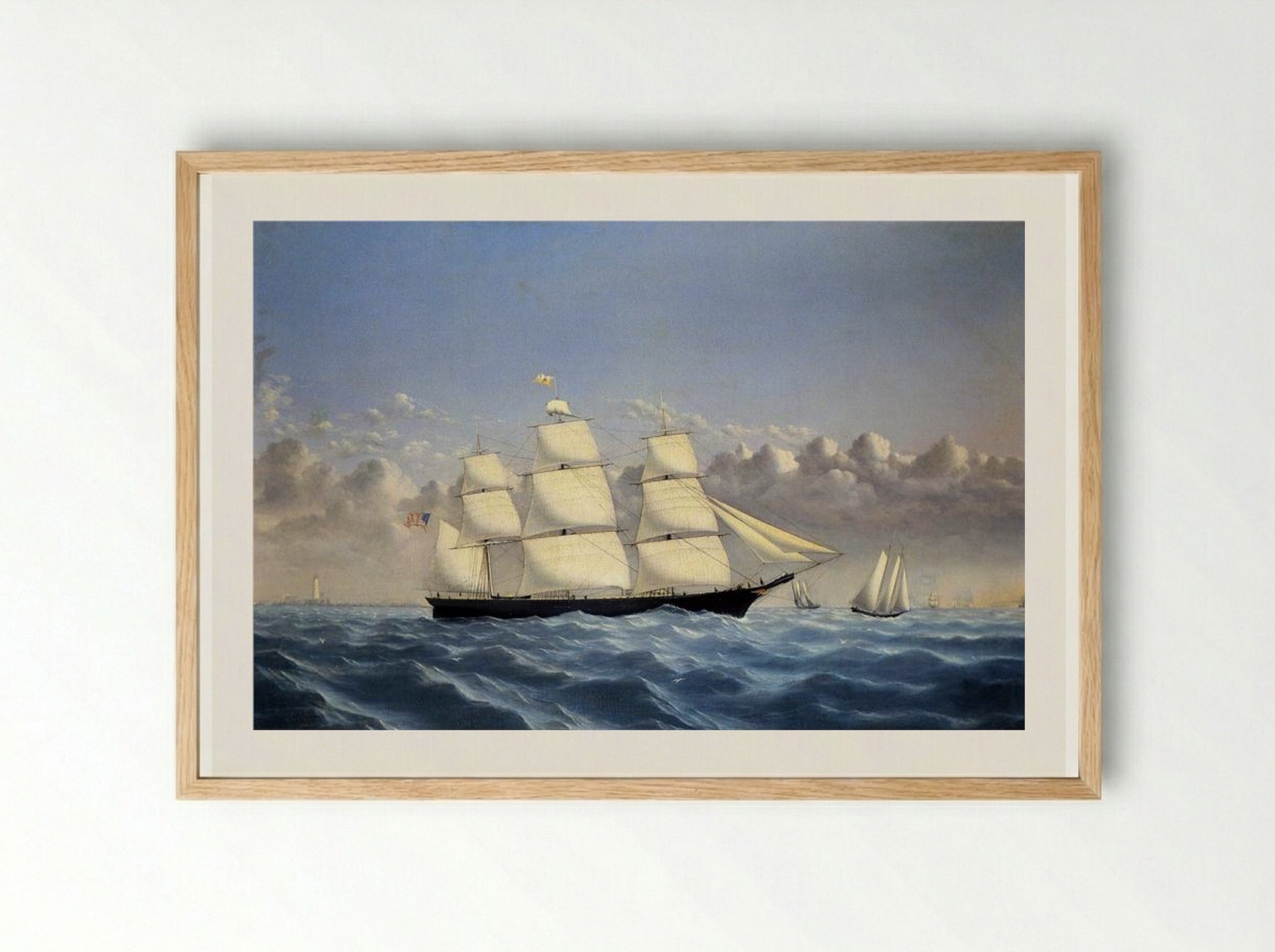 Clipper Ship 'Golden West' of Boston, Outward Bound - William Bradford - Framed Print Wood