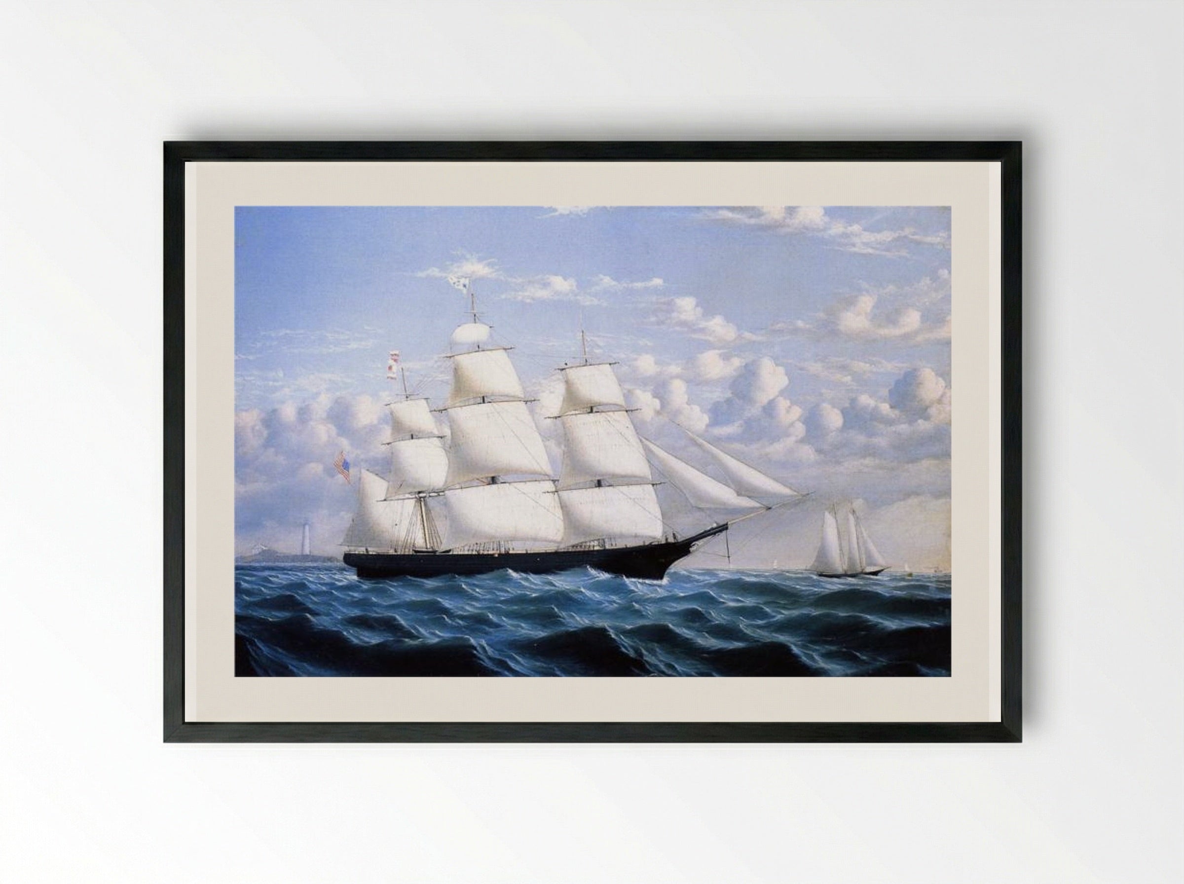 Clipper Ship 'Northern Light' of Boston - William Bradford - Framed Print Black