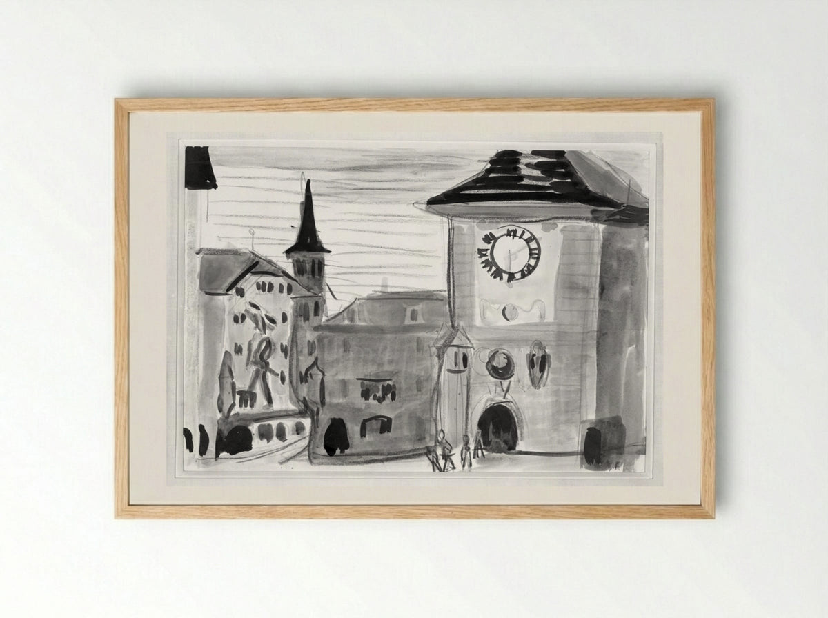Clock Tower at Bern - Ernst Ludwig Kirchner - Framed Print Wood