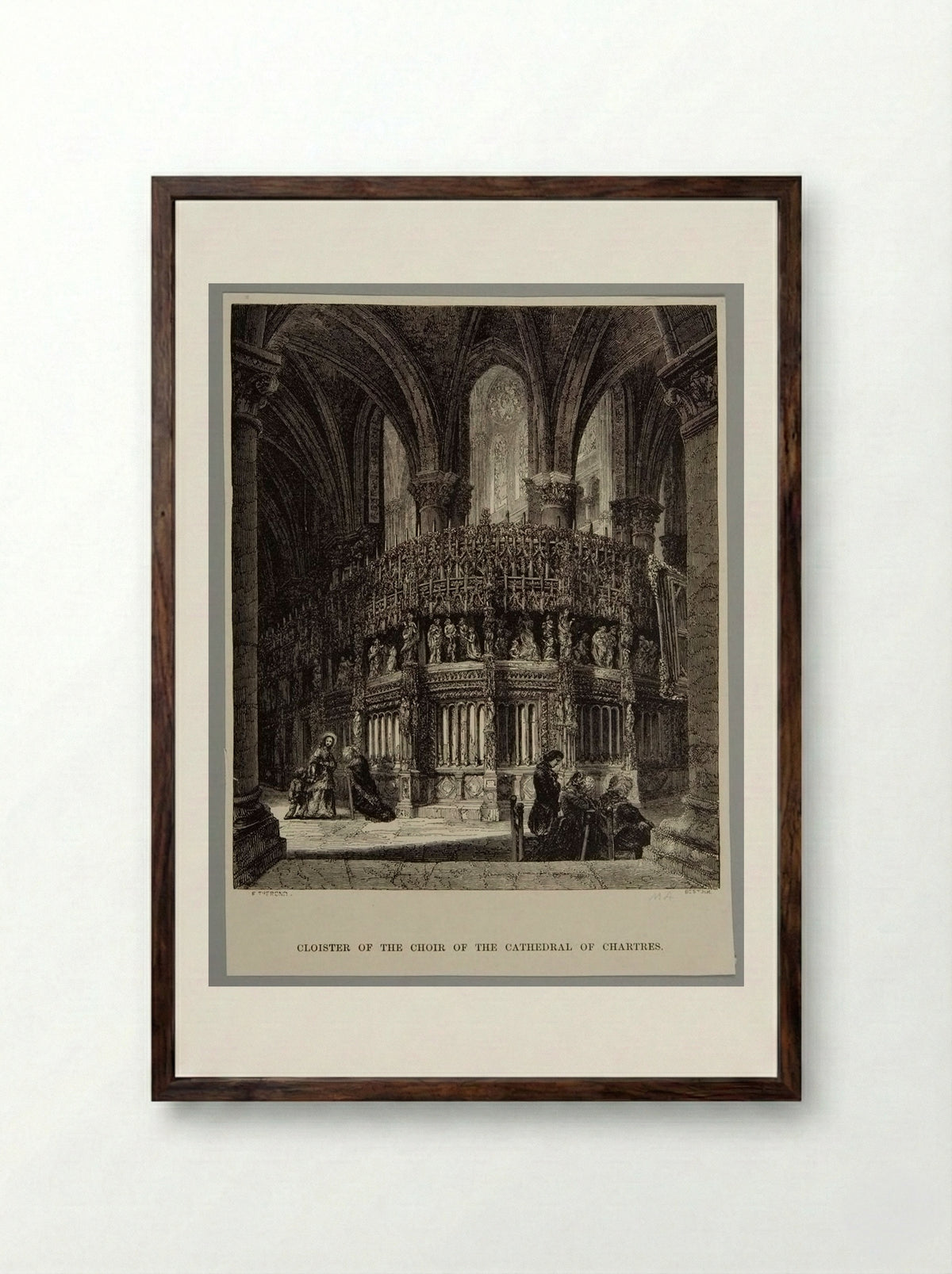 Cloister of the Choir of the Cathedral of Chartres - Best et Cie - Framed Print Dark Wood