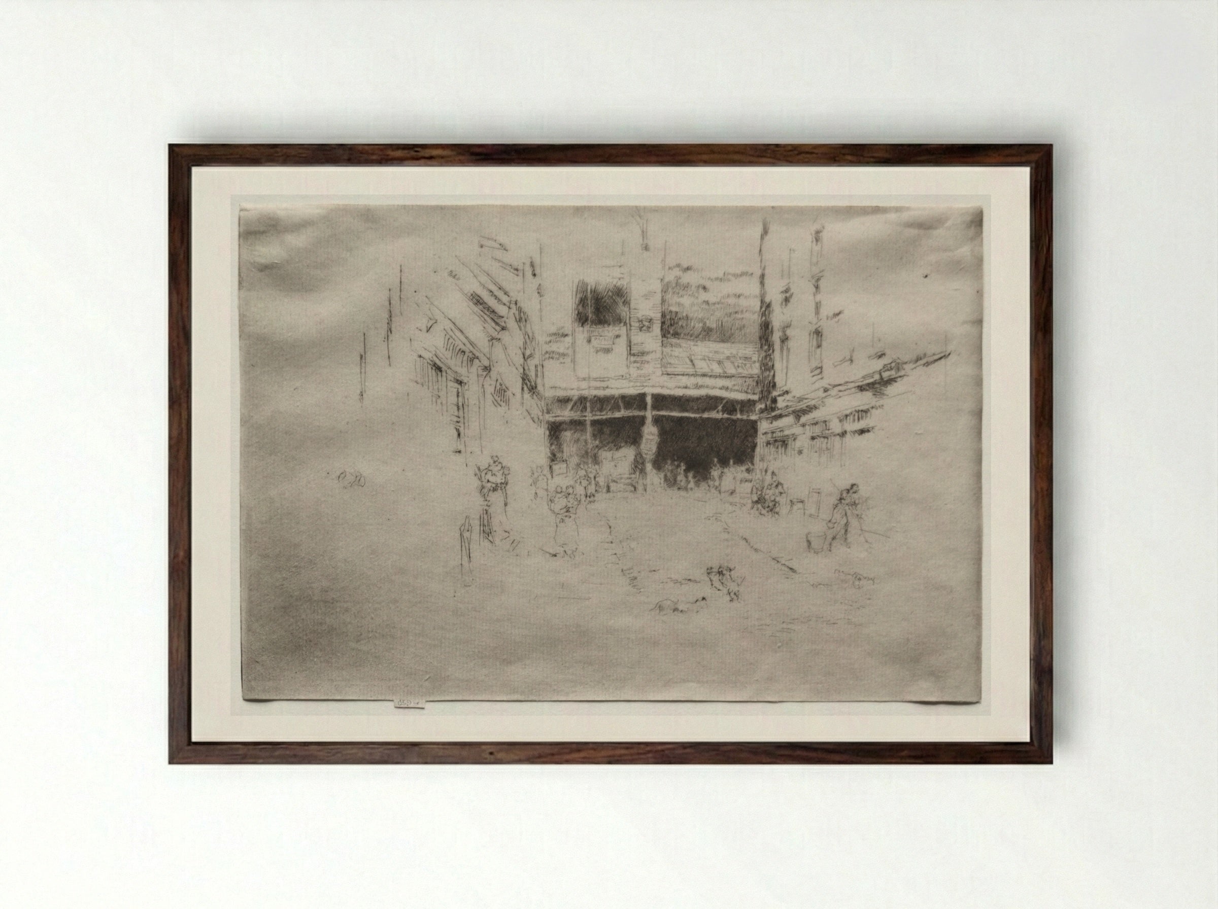 Clothes Exchange, No. 1 - James McNeill Whistler - Framed Print Dark Wood