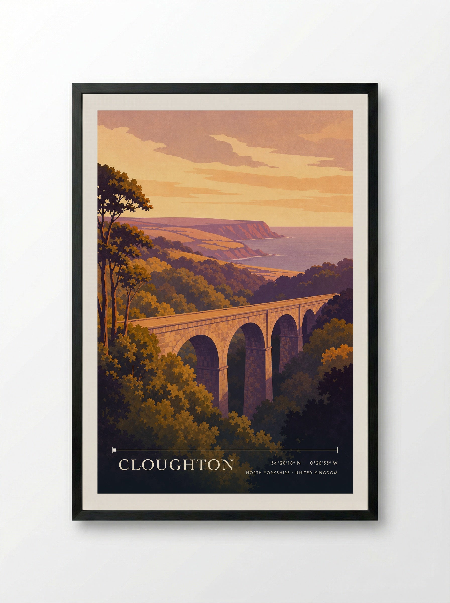 Cloughton North Yorkshire United Kingdom Travel Poster - Framed Print Black